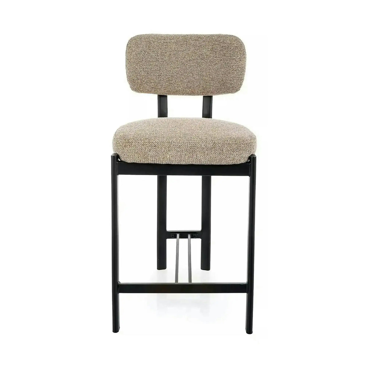 Scaun bar MISAKI H-2, bej/negru, stofă/metal, 45x44x92 cm