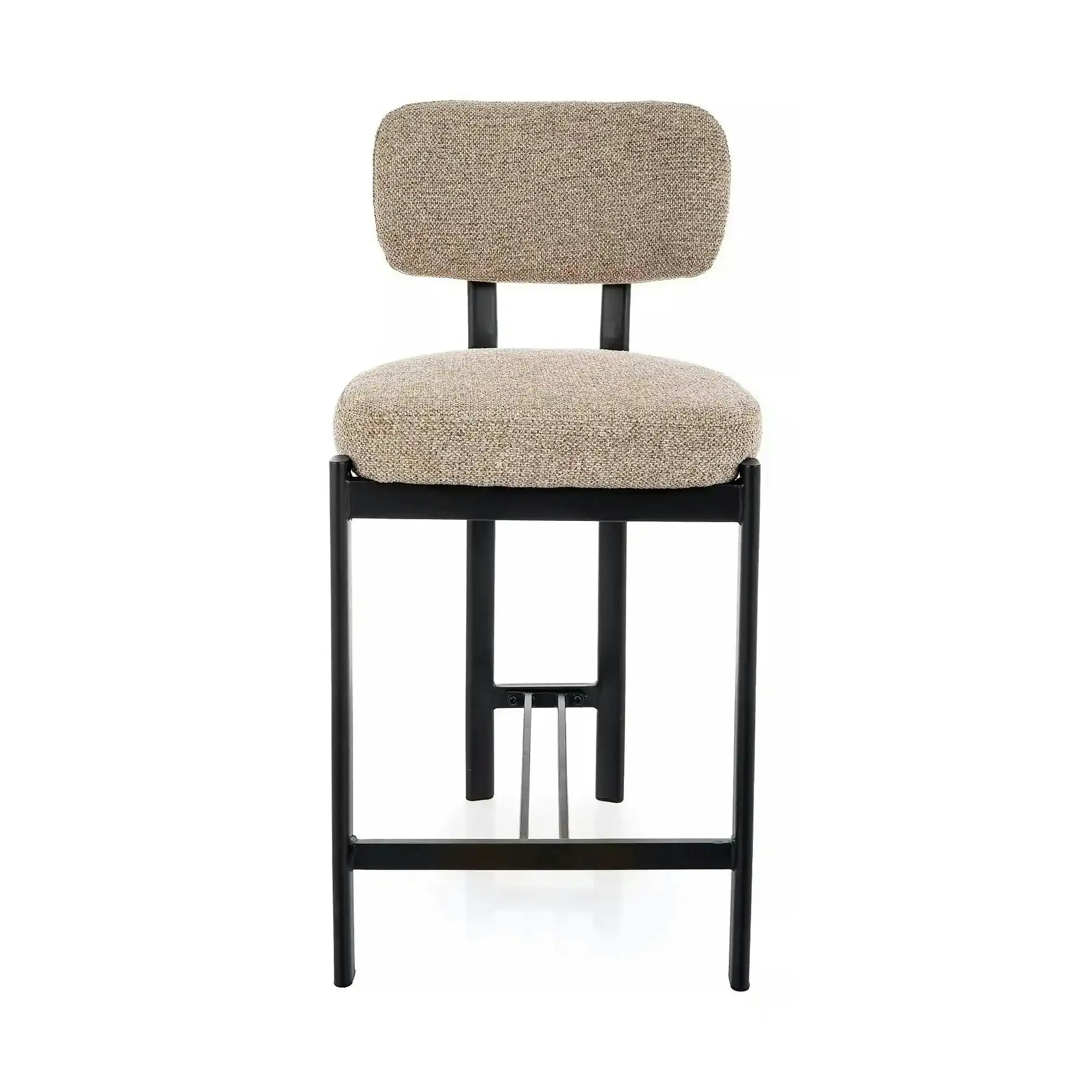 Scaun bar MISAKI H-2, bej/negru, stofă/metal, 45x44x92 cm