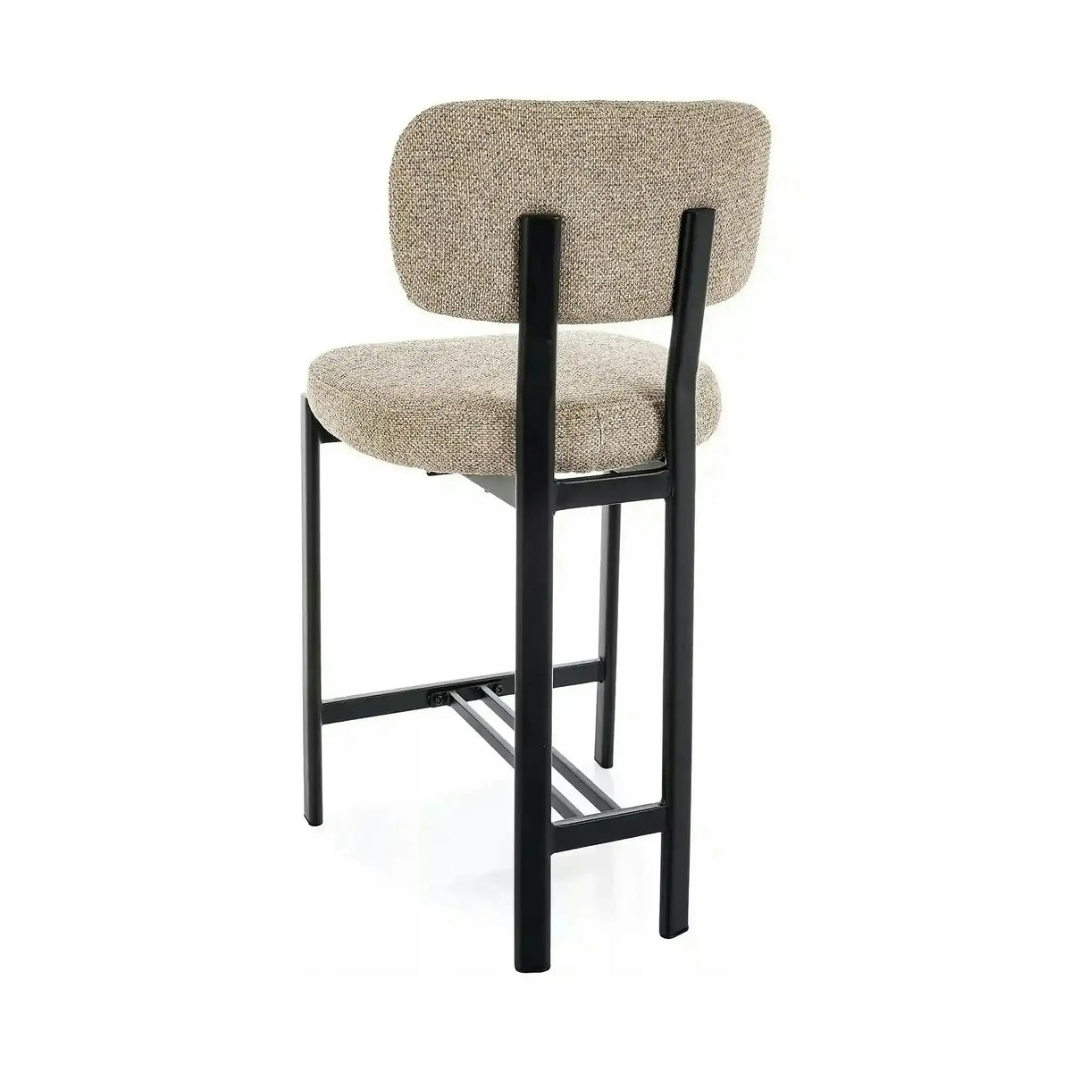 Scaun bar MISAKI H-2, bej/negru, stofă/metal, 45x44x92 cm