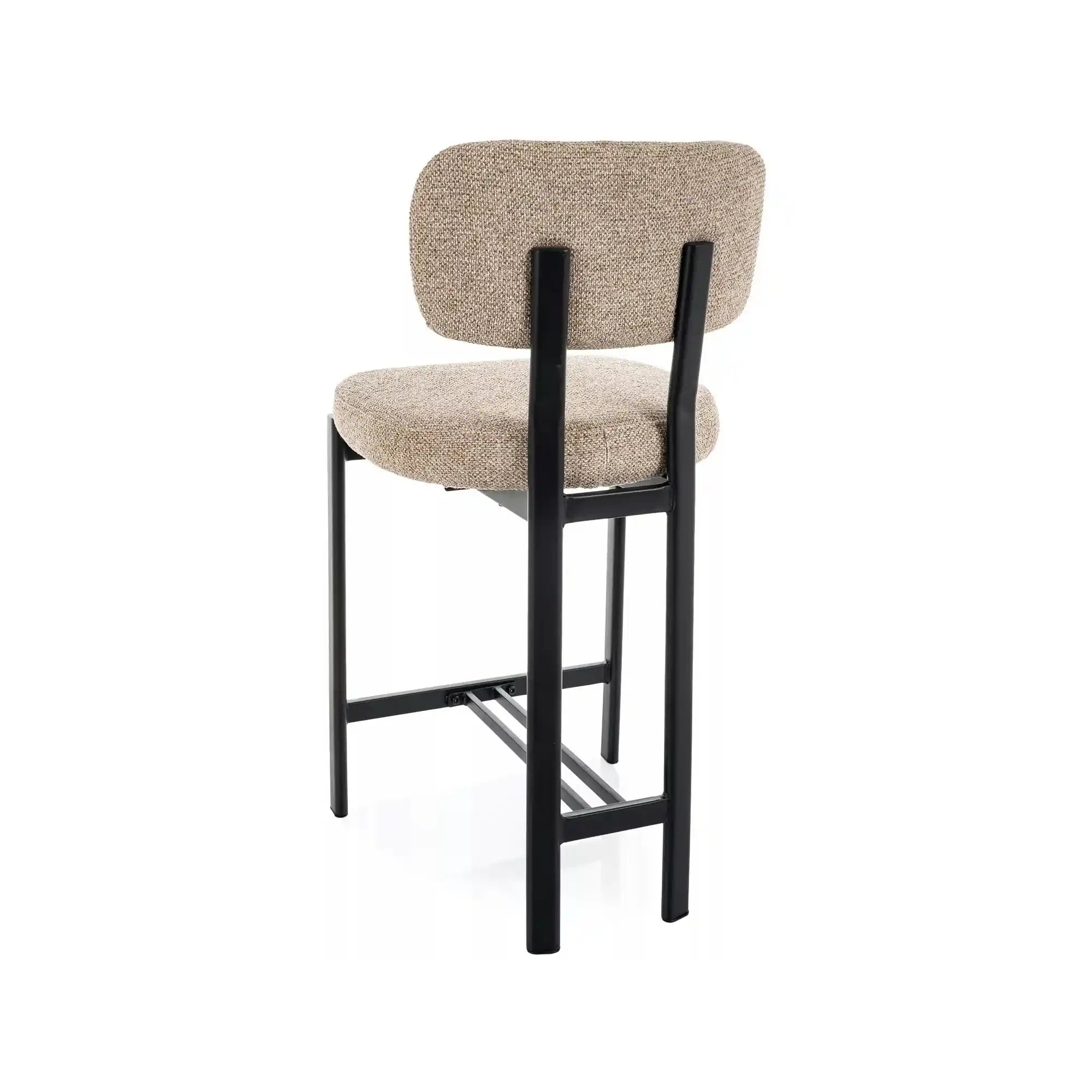 Scaun bar MISAKI H-2, bej/negru, stofă/metal, 45x44x92 cm