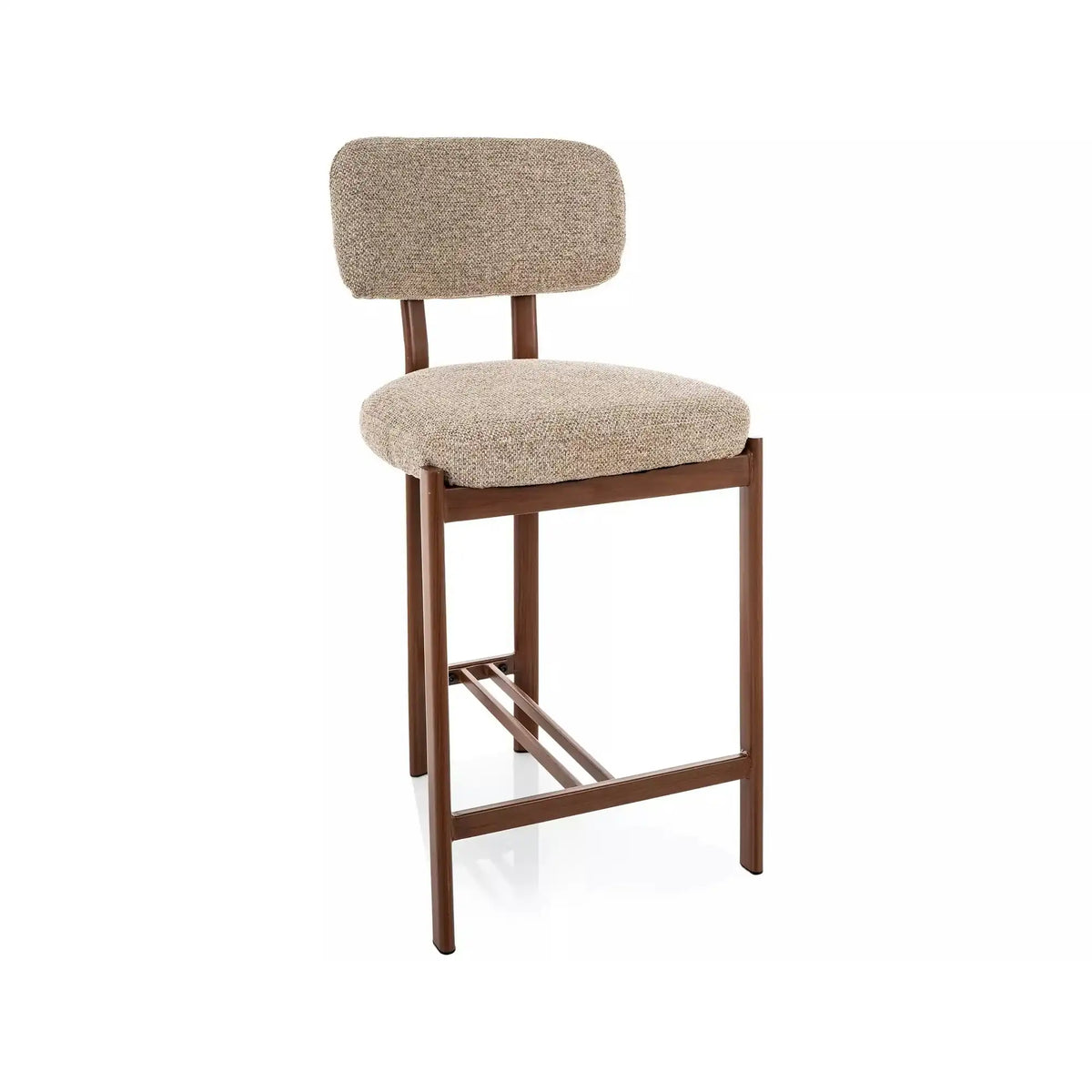 Scaun bar MISAKI H-2, bej/nuc, stofă/metal, 45x44x92 cm