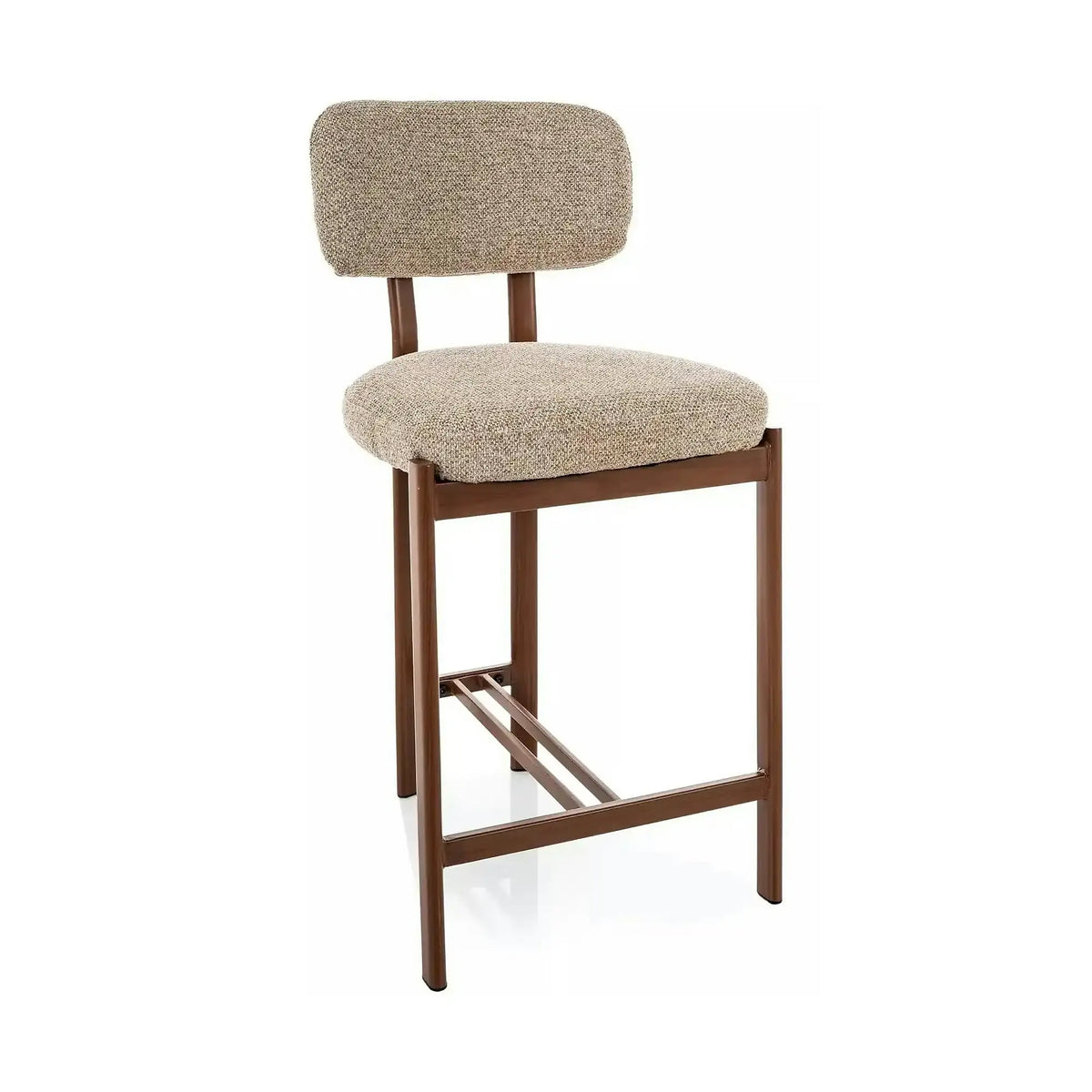 Scaun bar MISAKI H-2, bej/nuc, stofă/metal, 45x44x92 cm