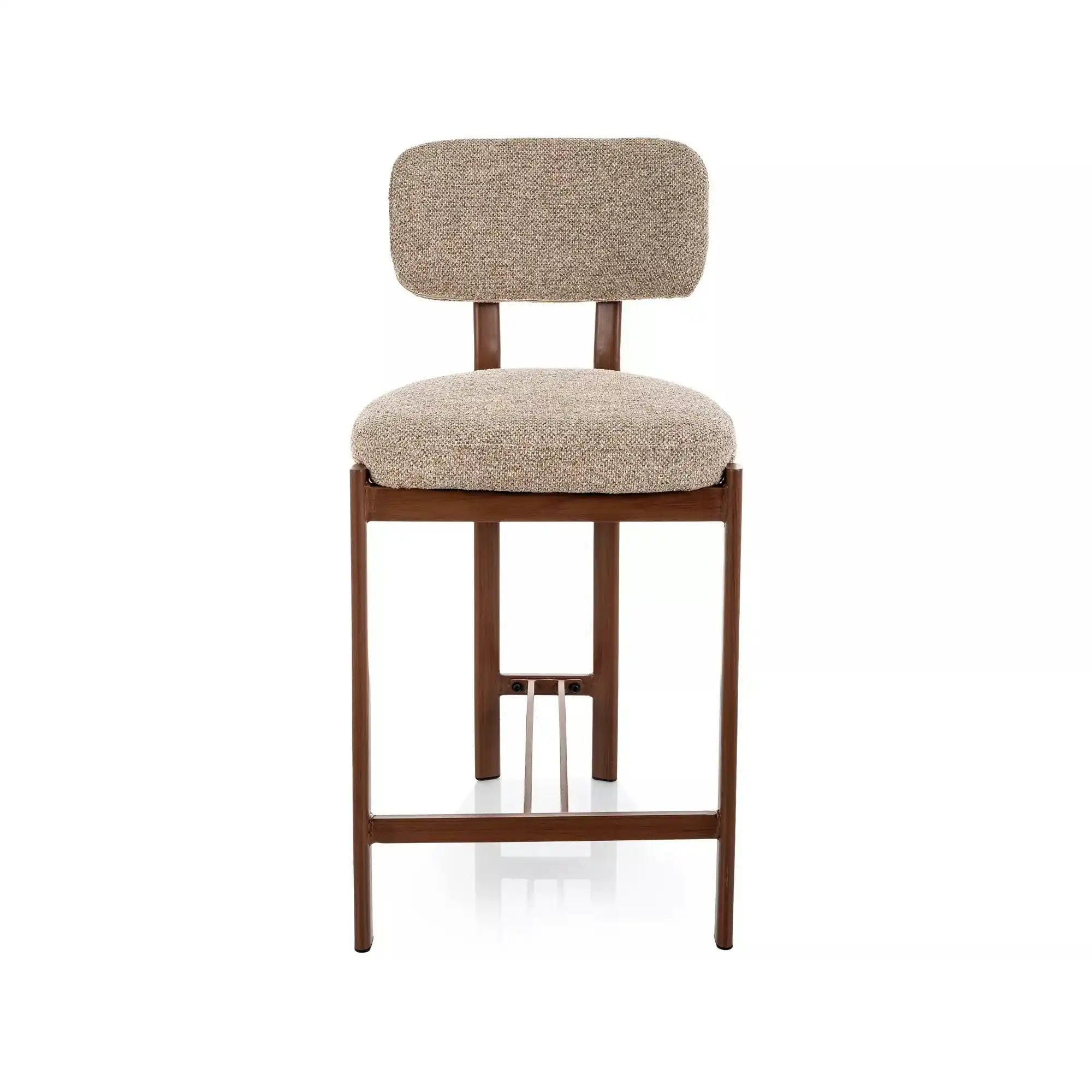 Scaun bar MISAKI H-2, bej/nuc, stofă/metal, 45x44x92 cm