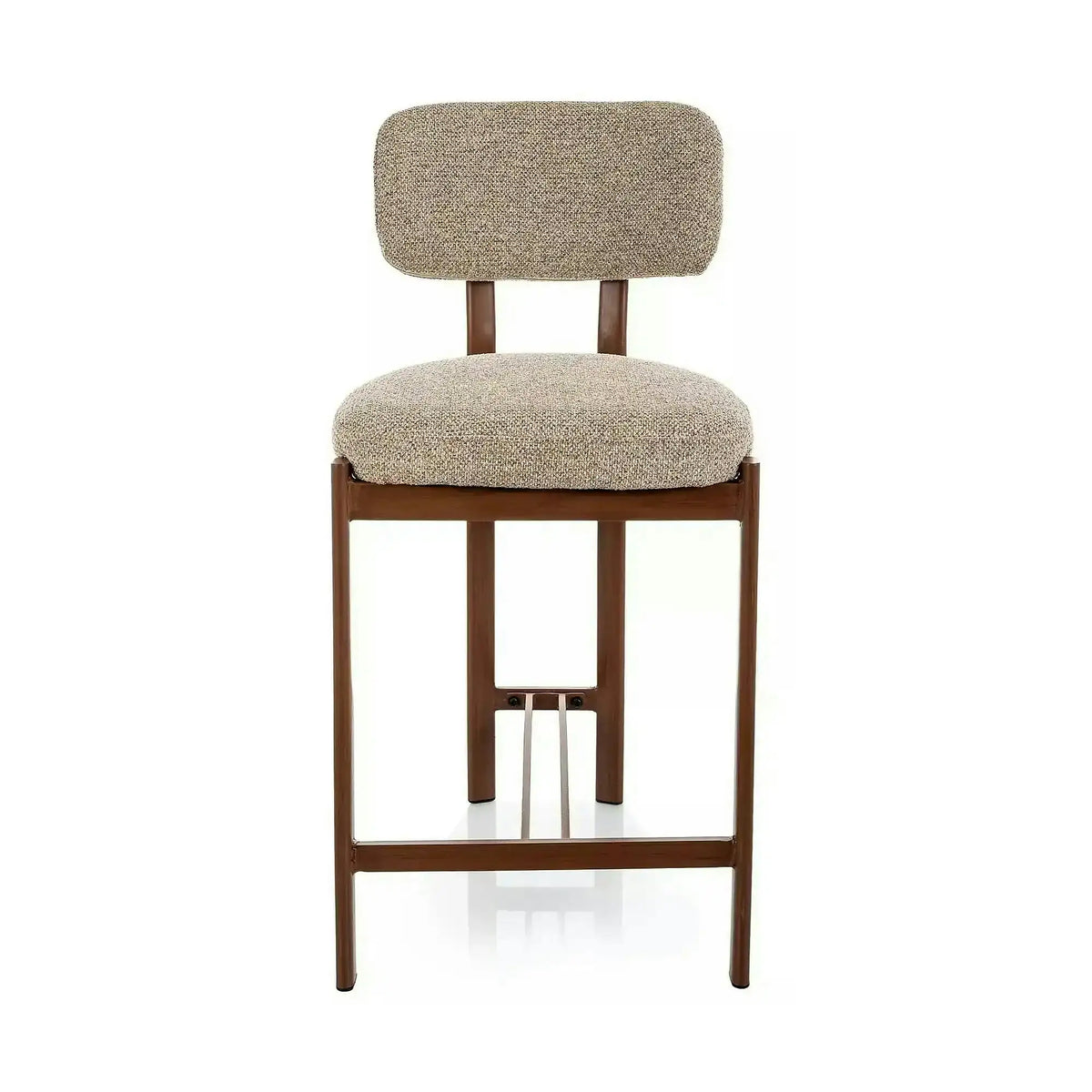 Scaun bar MISAKI H-2, bej/nuc, stofă/metal, 45x44x92 cm