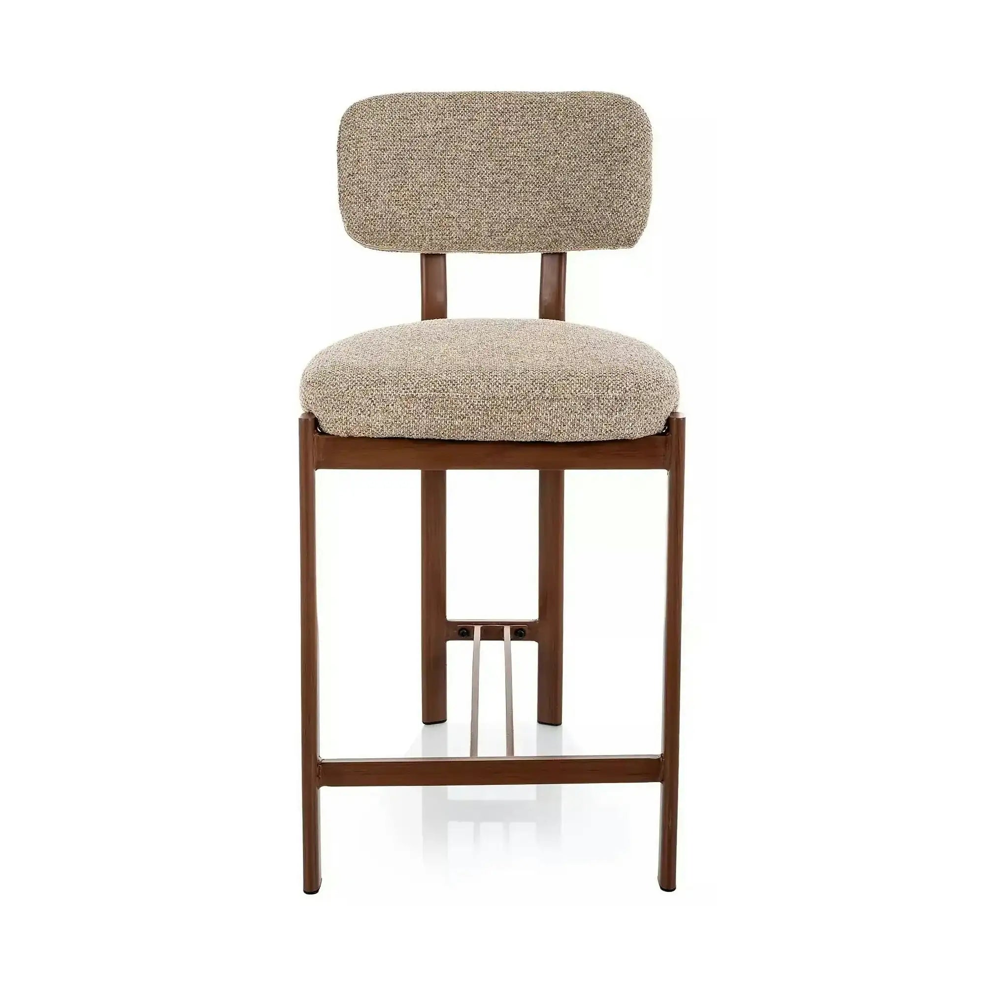 Scaun bar MISAKI H-2, bej/nuc, stofă/metal, 45x44x92 cm