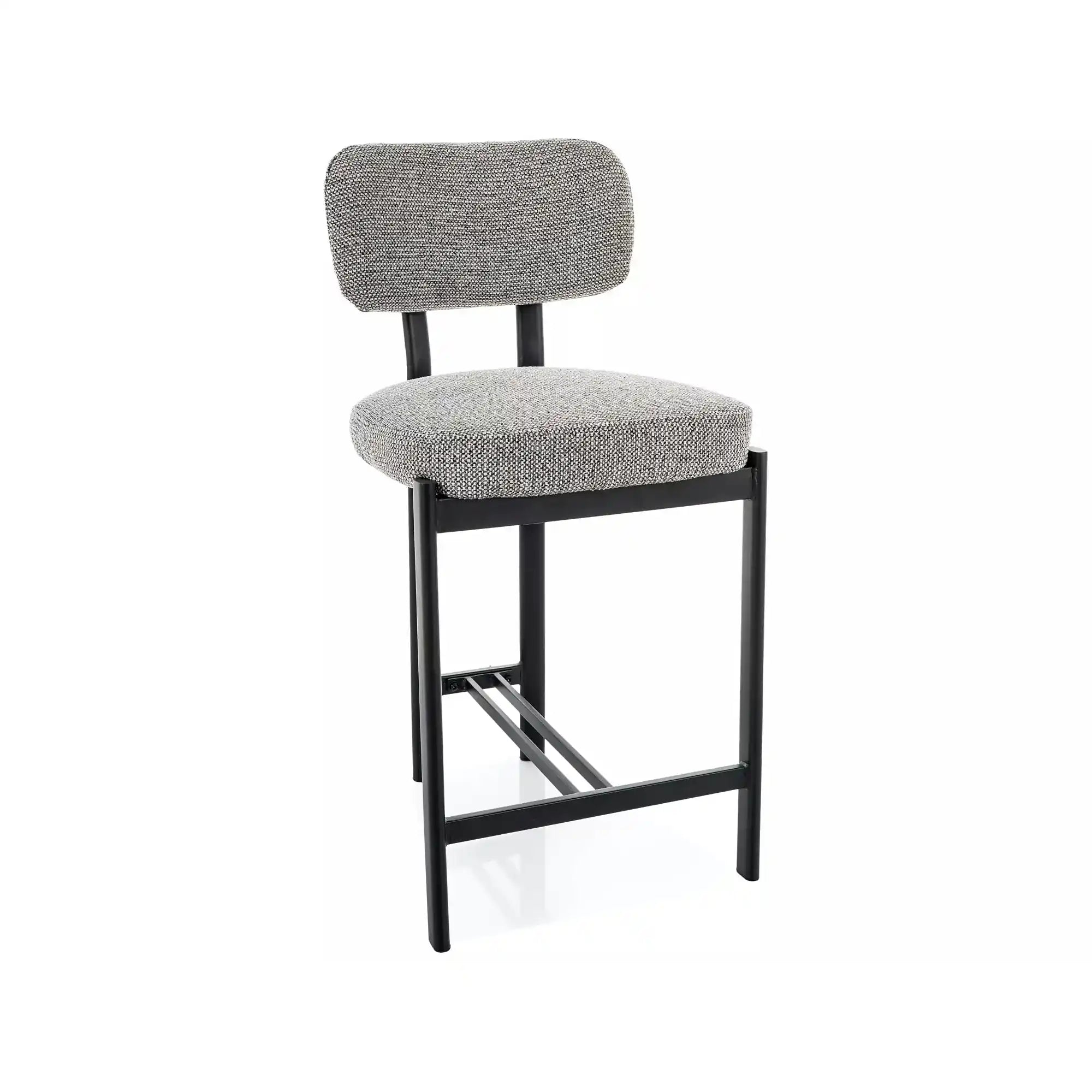 Scaun bar MISAKI H-2, gri/negru, stofă/metal, 45x44x92 cm