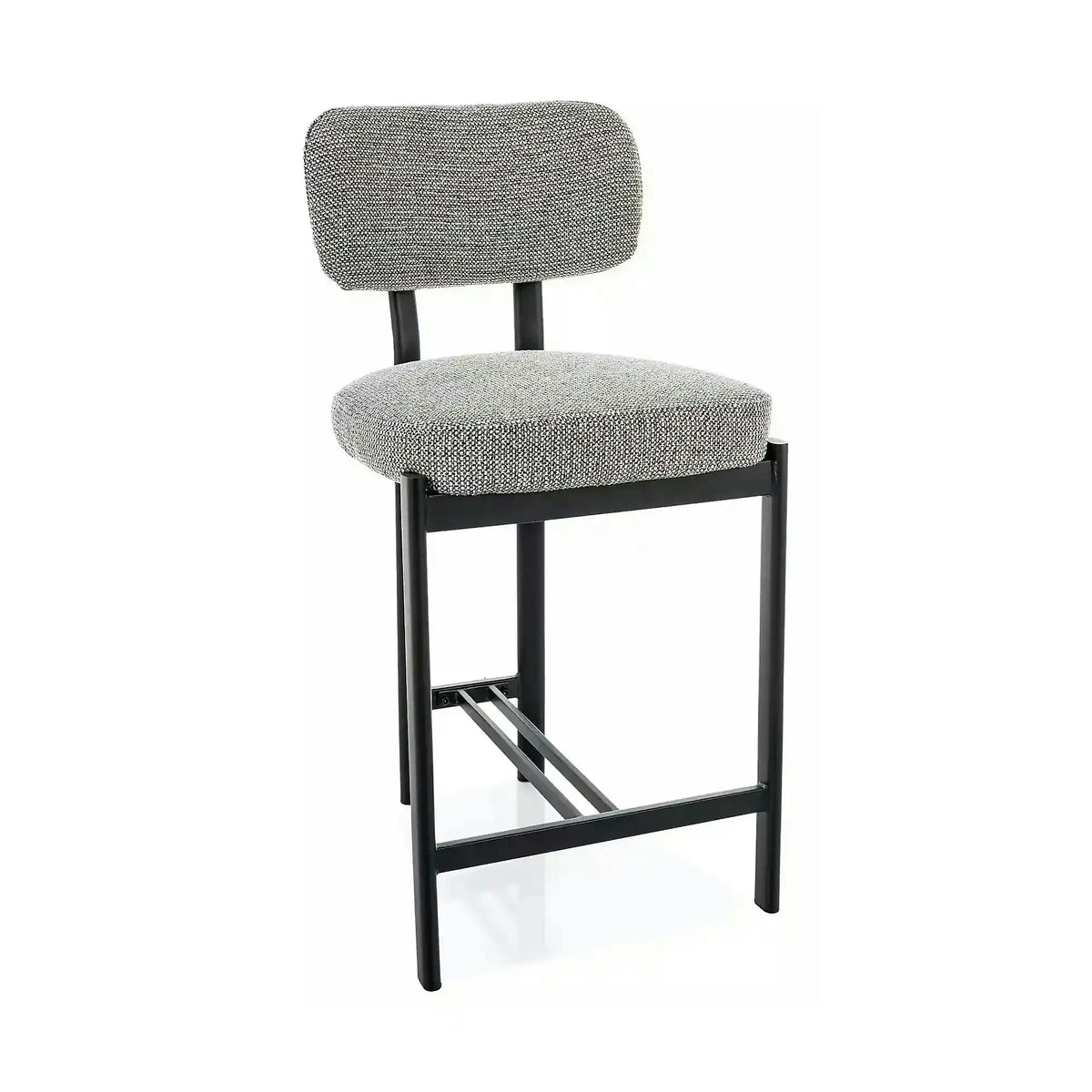 Scaun bar MISAKI H-2, gri/negru, stofă/metal, 45x44x92 cm