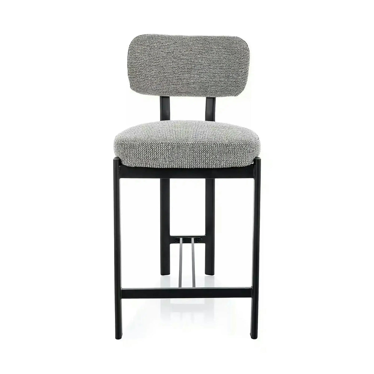 Scaun bar MISAKI H-2, gri/negru, stofă/metal, 45x44x92 cm