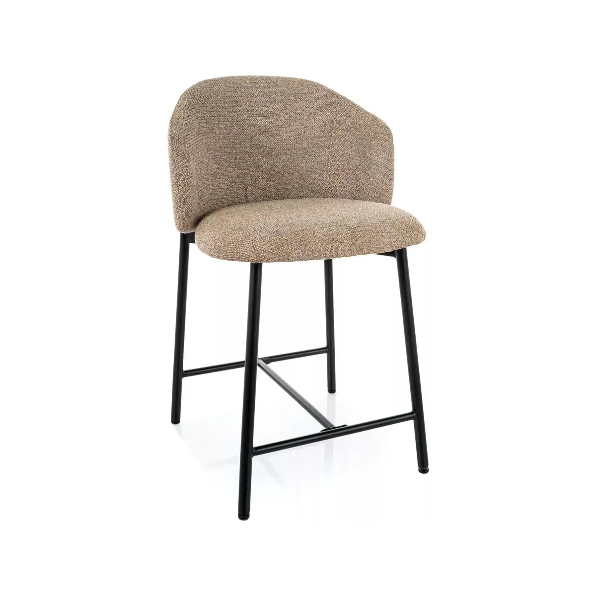 Scaun bar OSAKA H-2, bej/negru, stofă/metal, 54x43x88 cm