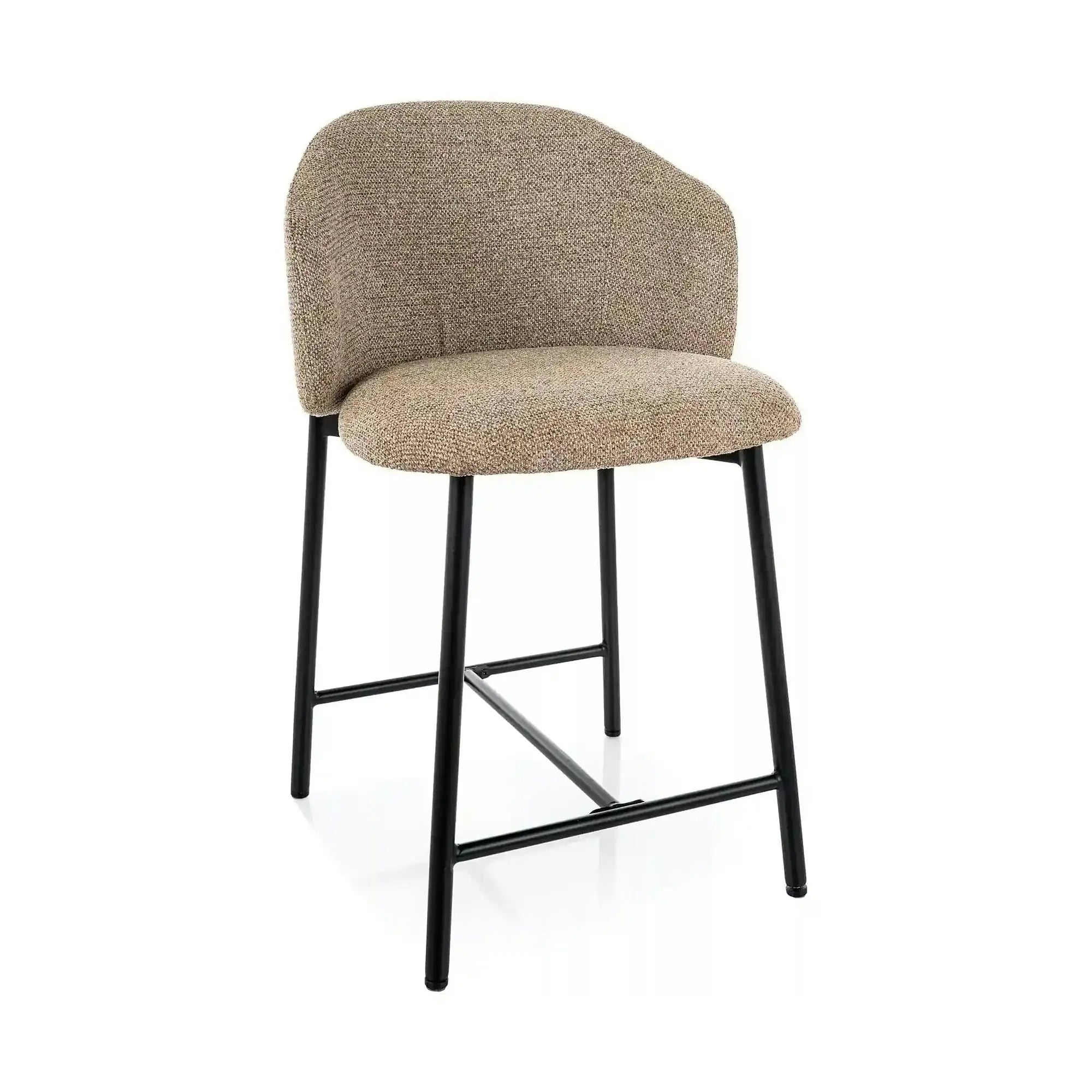 Scaun bar OSAKA H-2, bej/negru, stofă/metal, 54x43x88 cm