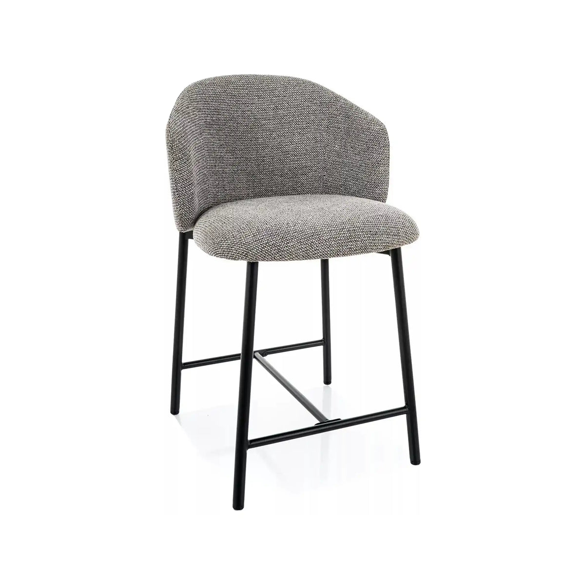 Scaun bar OSAKA H-2, gri/negru, stofă/metal, 54x43x88 cm