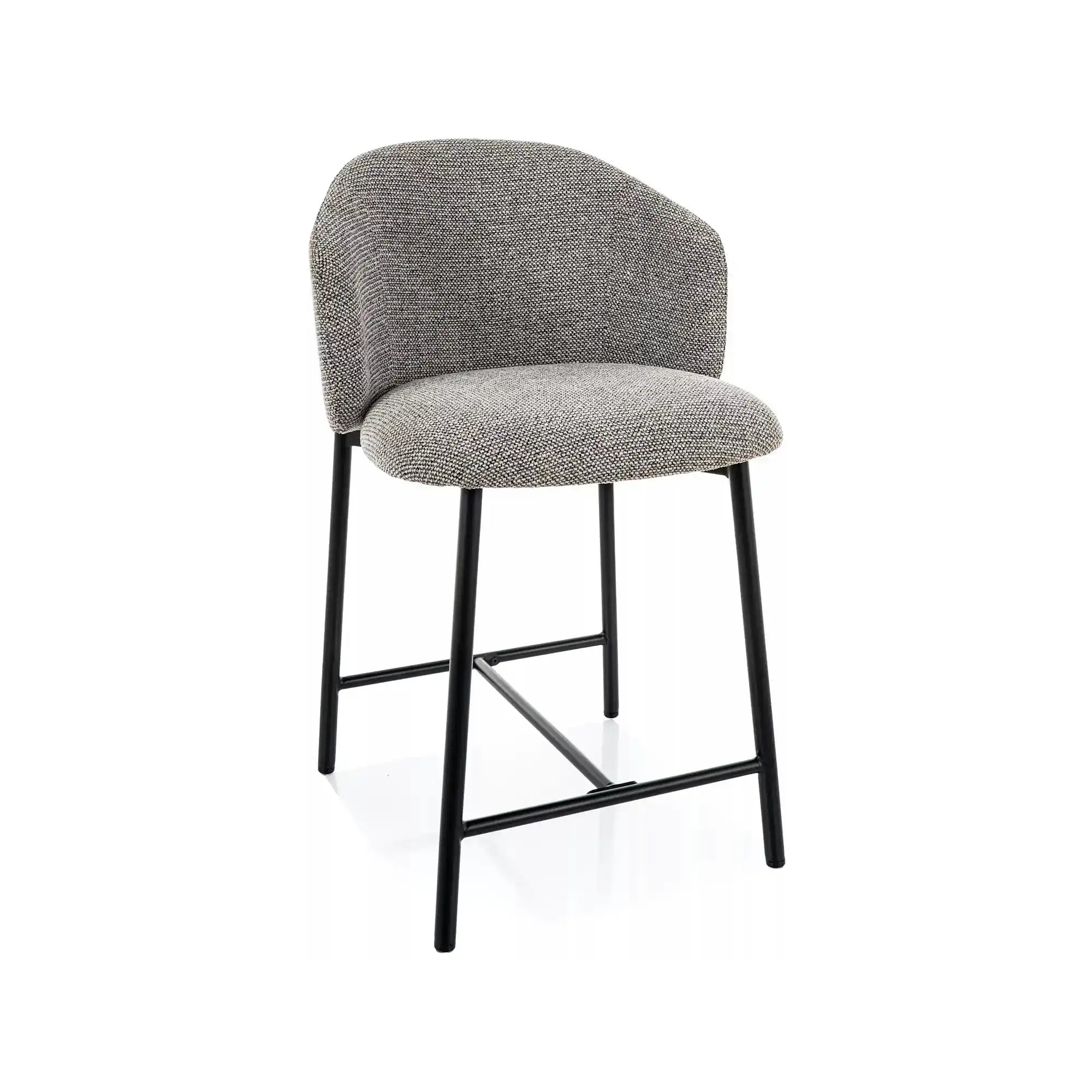 Scaun bar OSAKA H-2, gri/negru, stofă/metal, 54x43x88 cm