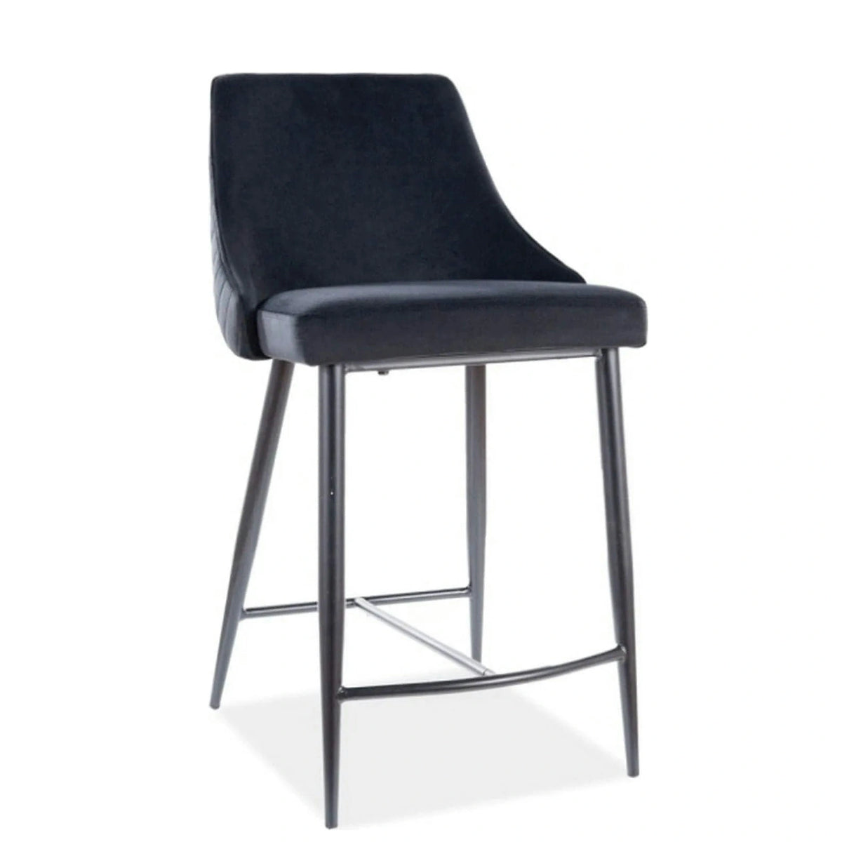 Scaun bar PIANO B H-2, negru, stofa catifelata/metal, 49x42x88 cm