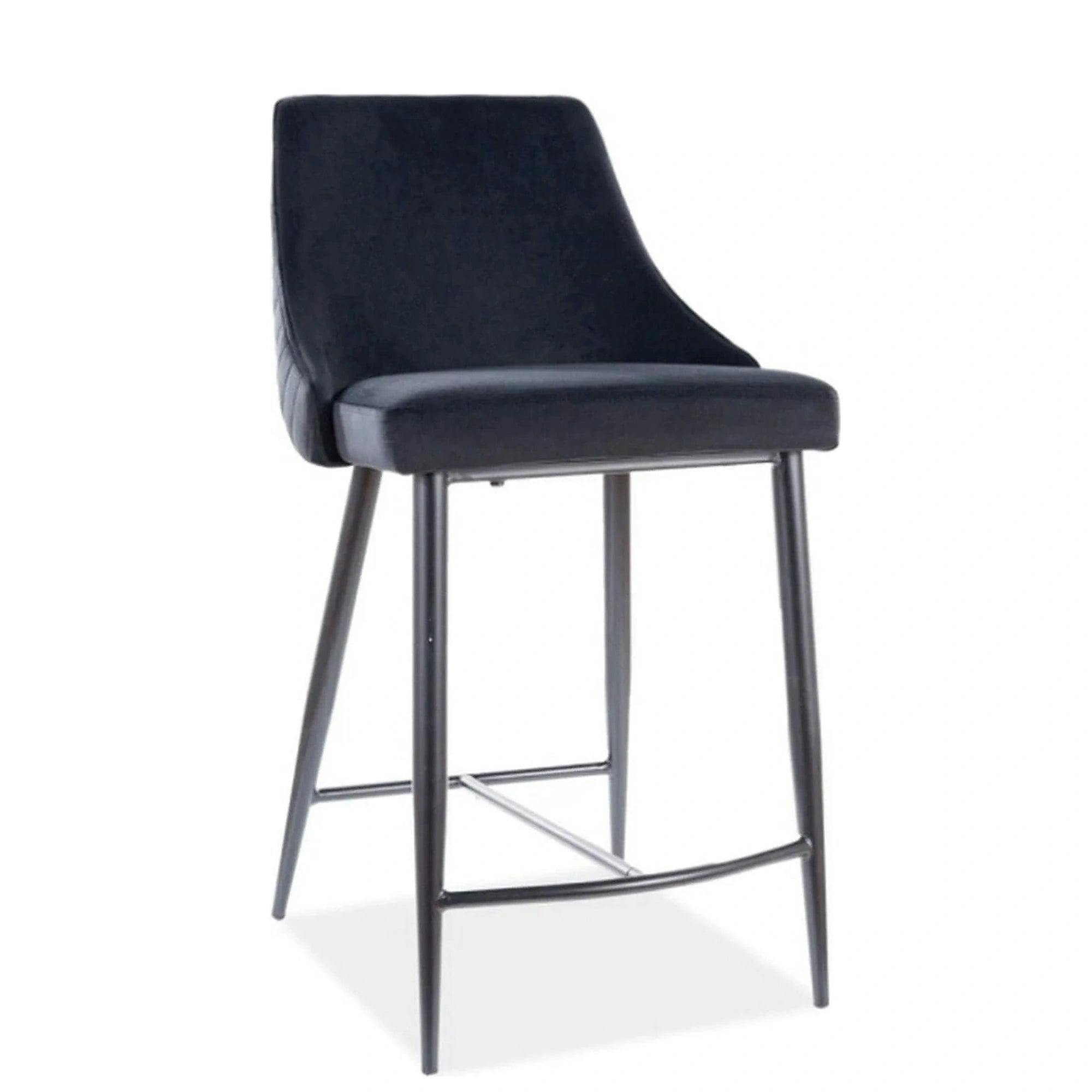 Scaun bar PIANO B H-2, negru, stofa catifelata/metal, 49x42x88 cm