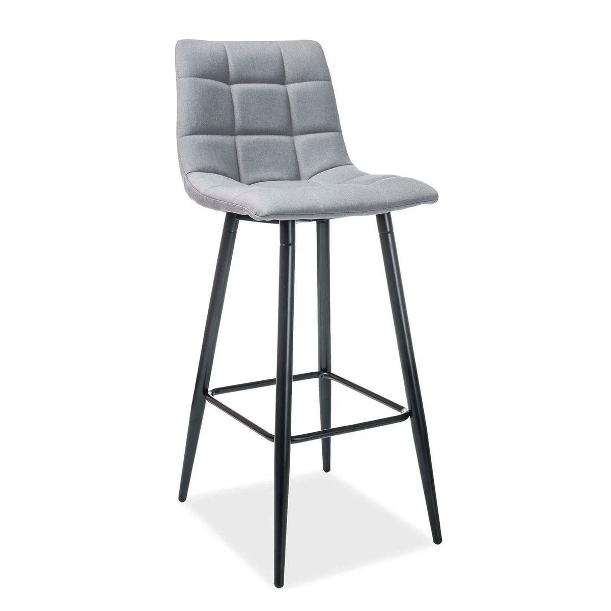 Scaun bar SPICE H-1 gri/negru, stofa clasica/metal, 42x34x103 cm