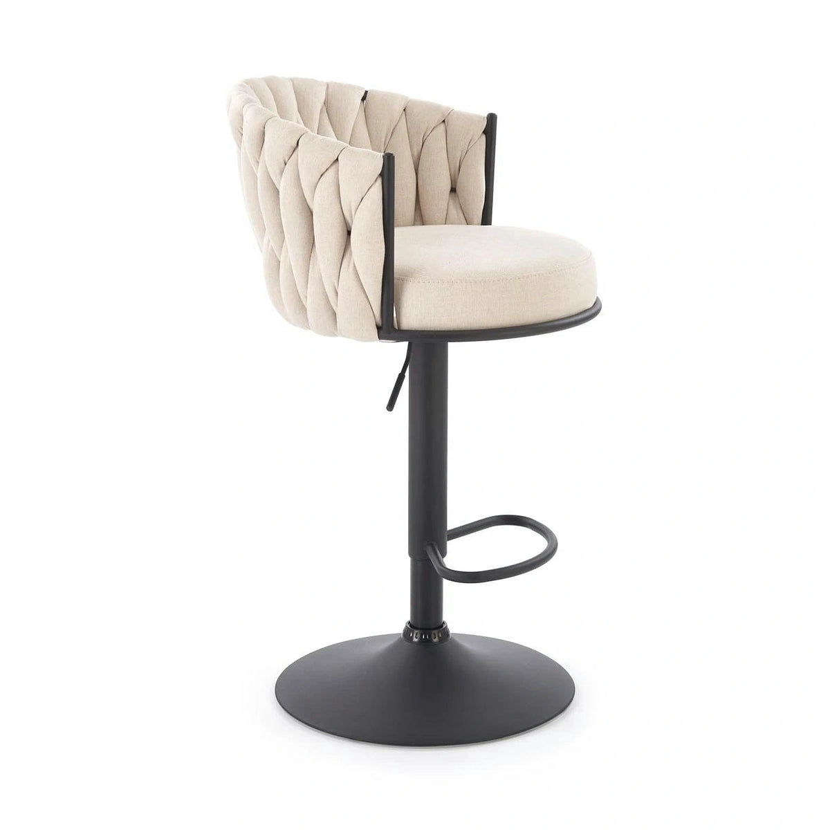 Scaun bar textil H125, bej - Nea 25, stofa clasica/otel, 53x54x90/105 cm