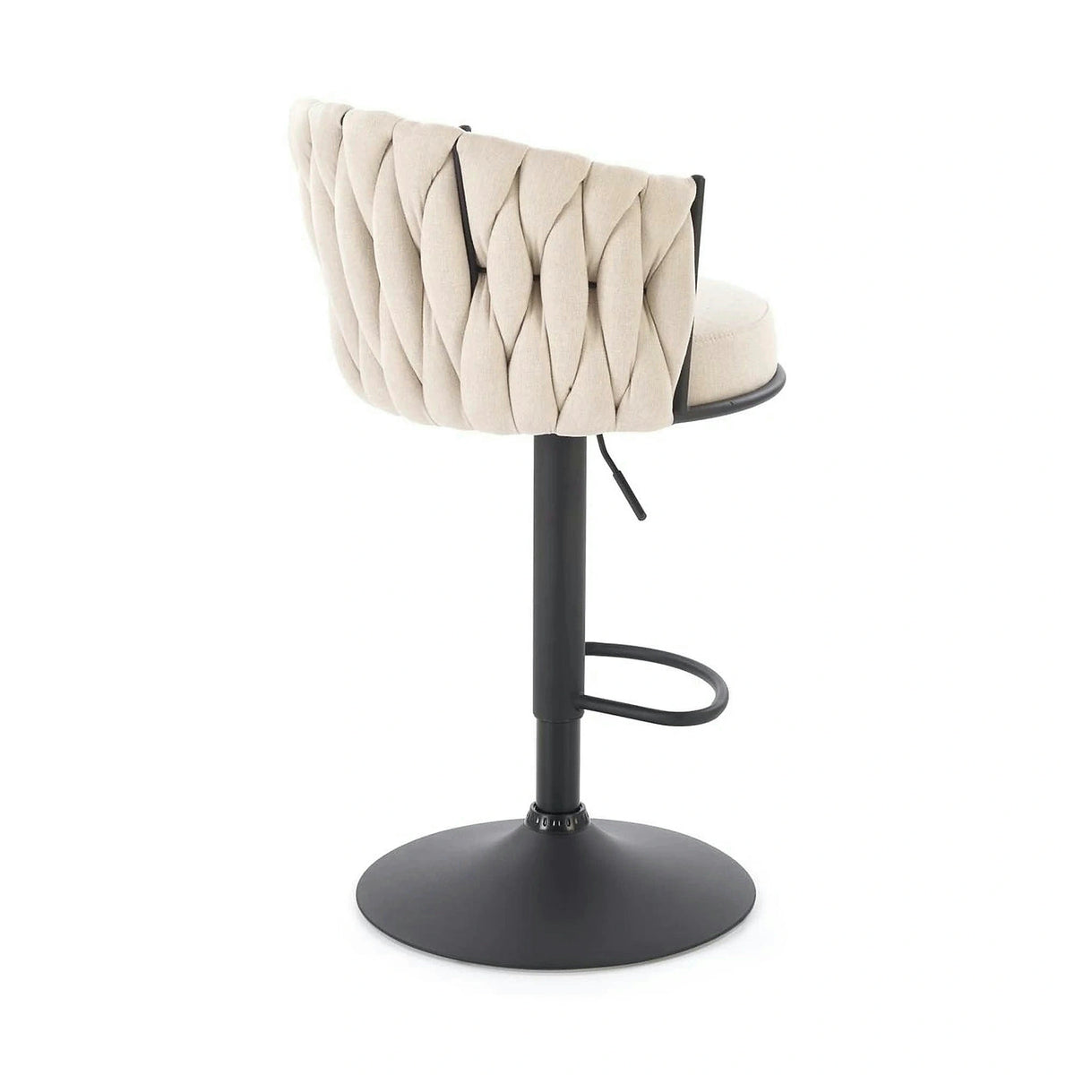 Scaun bar textil H125, bej - Nea 25, stofa clasica/otel, 53x54x90/105 cm