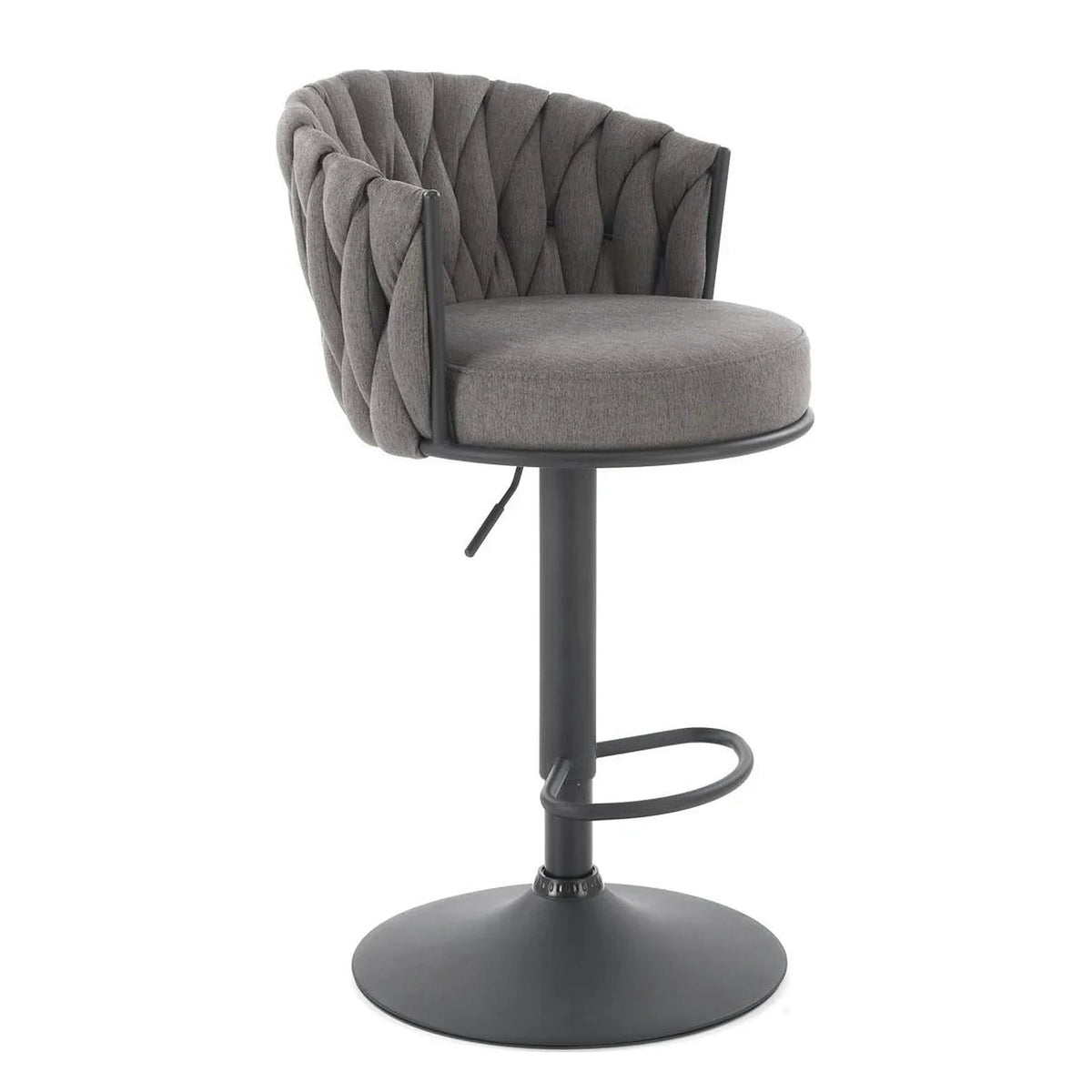 Scaun bar textil H125, gri - Nea 15, stofa clasica/otel, 53x54x90/105 cm
