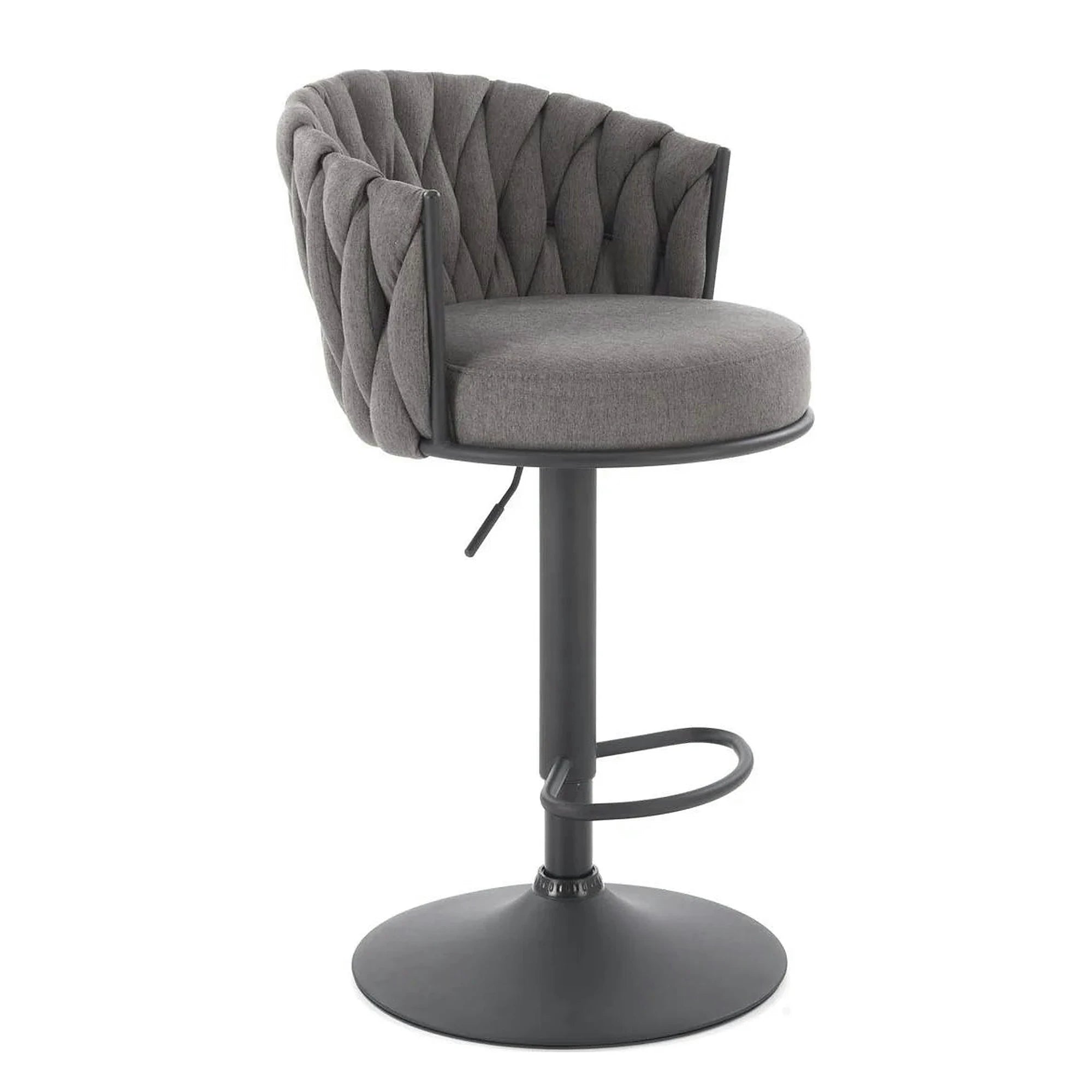 Scaun bar textil H125, gri - Nea 15, stofa clasica/otel, 53x54x90/105 cm