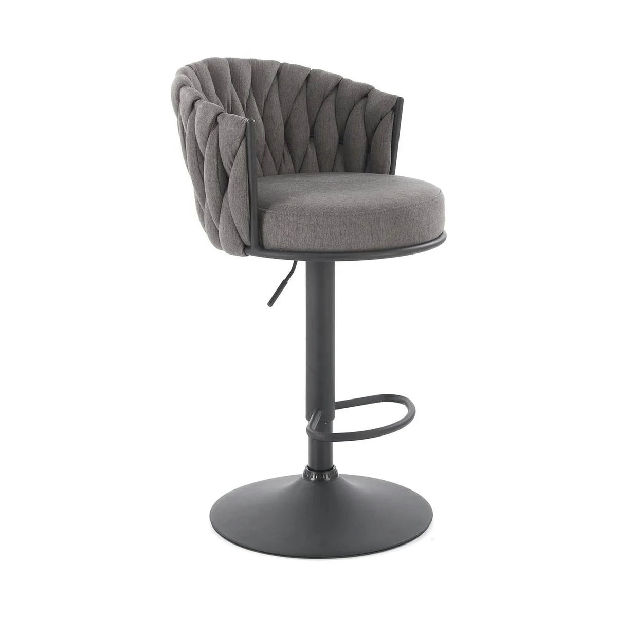 Scaun bar textil H125, gri - Nea 15, stofa clasica/otel, 53x54x90/105 cm