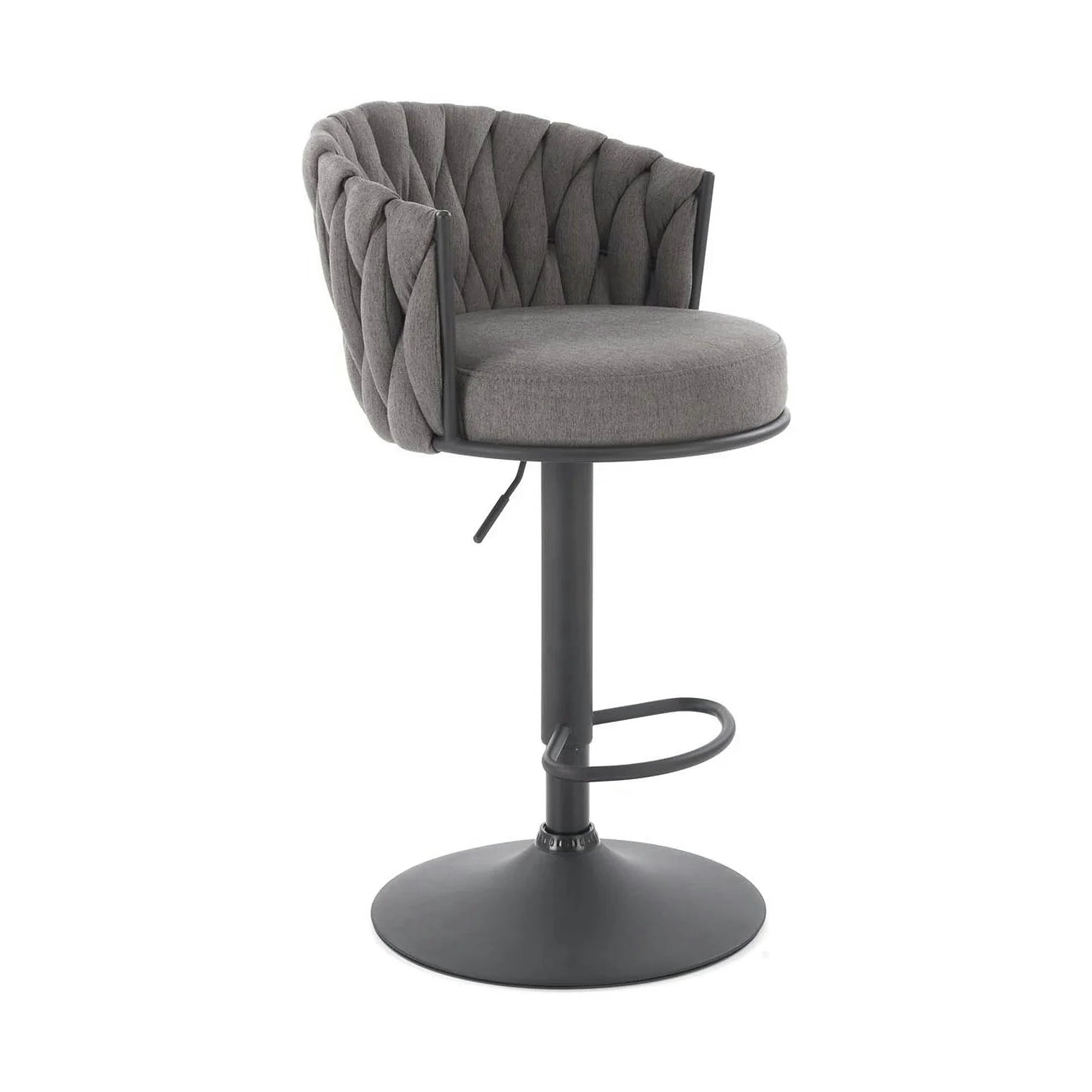 Scaun bar textil H125, gri - Nea 15, stofa clasica/otel, 53x54x90/105 cm