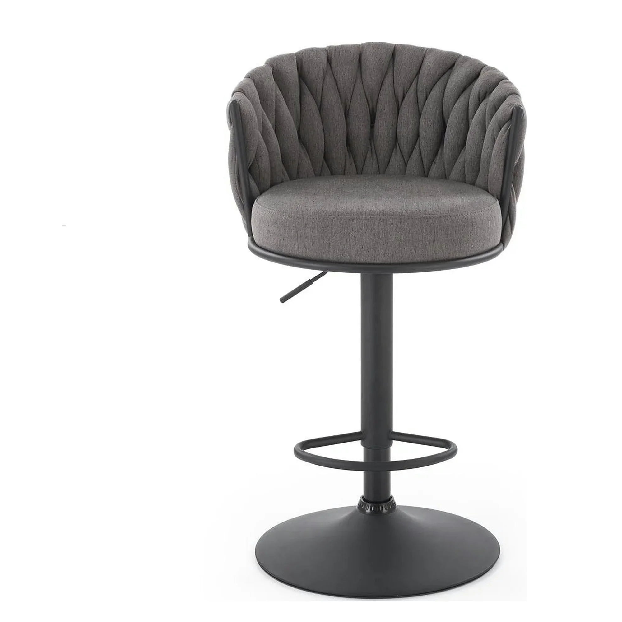 Scaun bar textil H125, gri - Nea 15, stofa clasica/otel, 53x54x90/105 cm