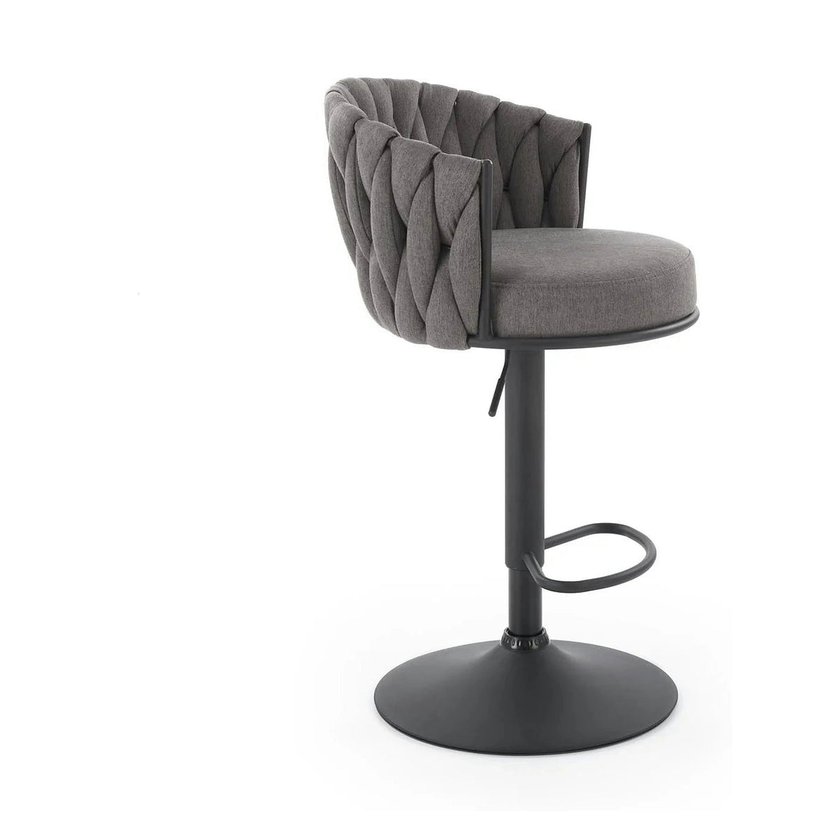 Scaun bar textil H125, gri - Nea 15, stofa clasica/otel, 53x54x90/105 cm