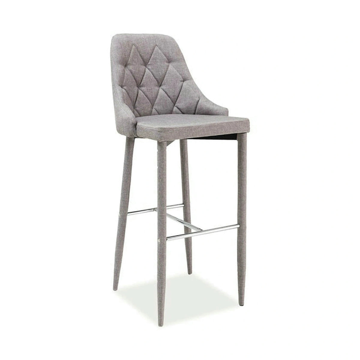 Scaun bar TRIX H-1, gri, stofă/metal, 46x42x109 cm