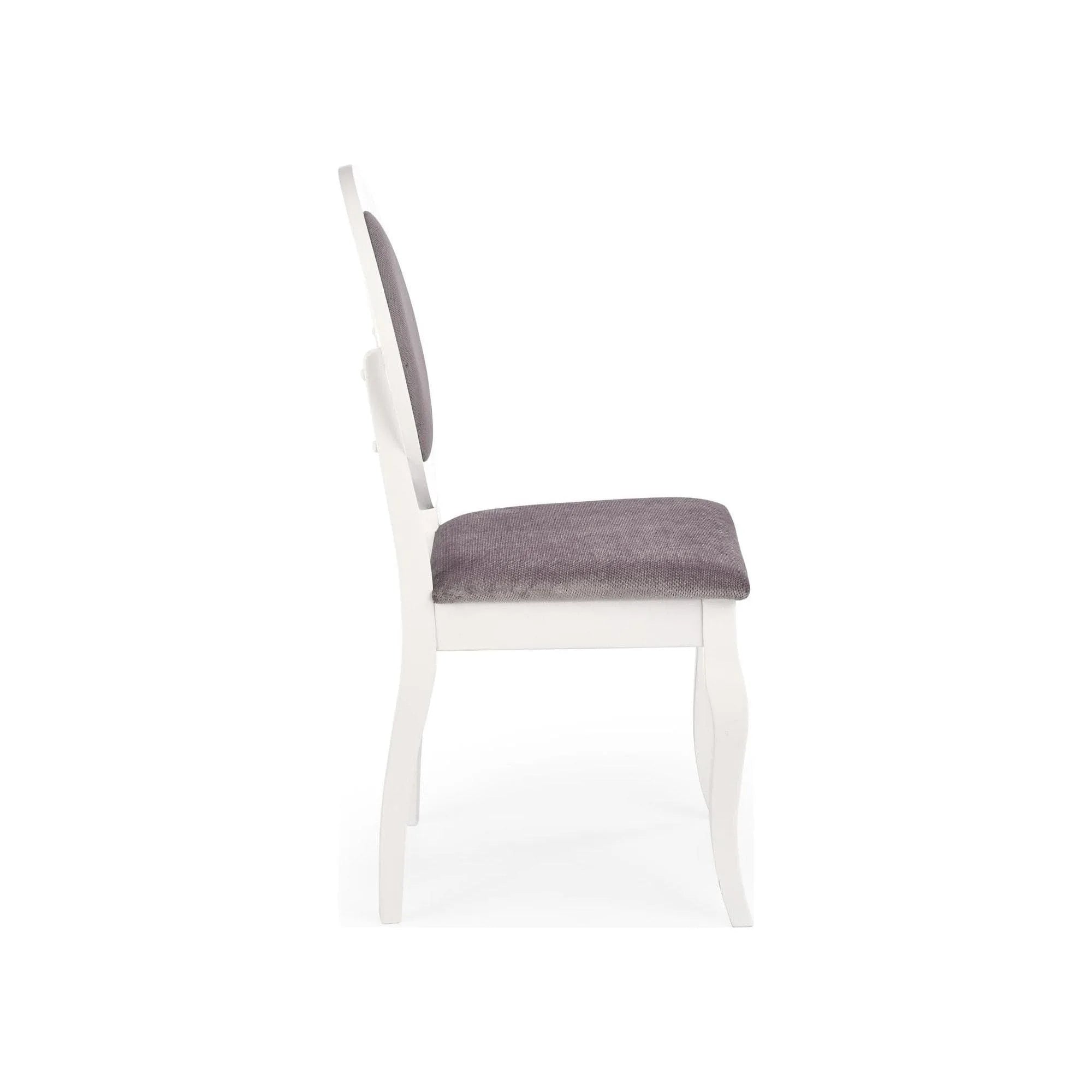 Scaun BAROCK, alb/gri, lemn de cauciuc, 45x51x93 cm