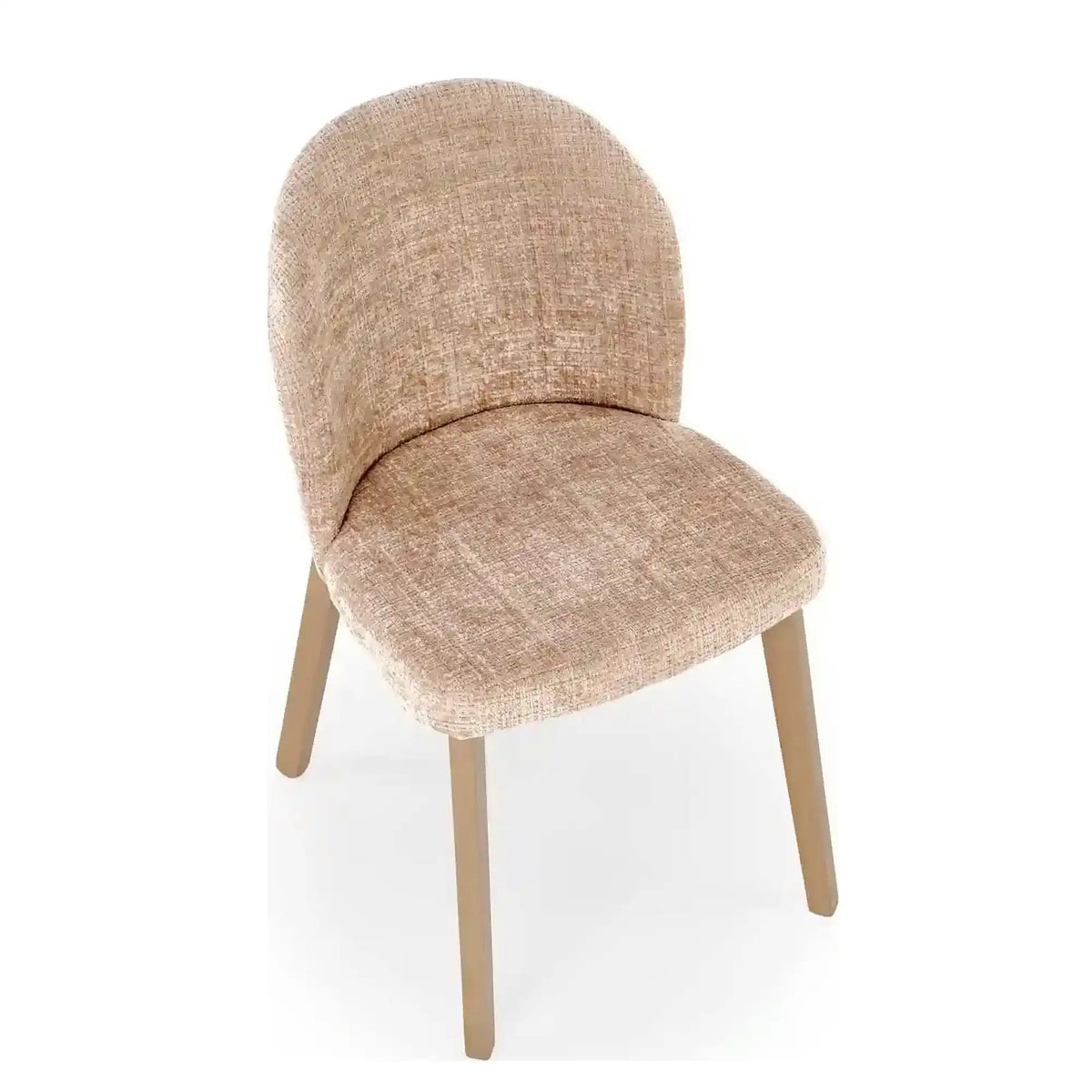Scaun BASSO, bej - Cremona 14/nuc, stofa catifelata/lemn, 48x56x86 cm