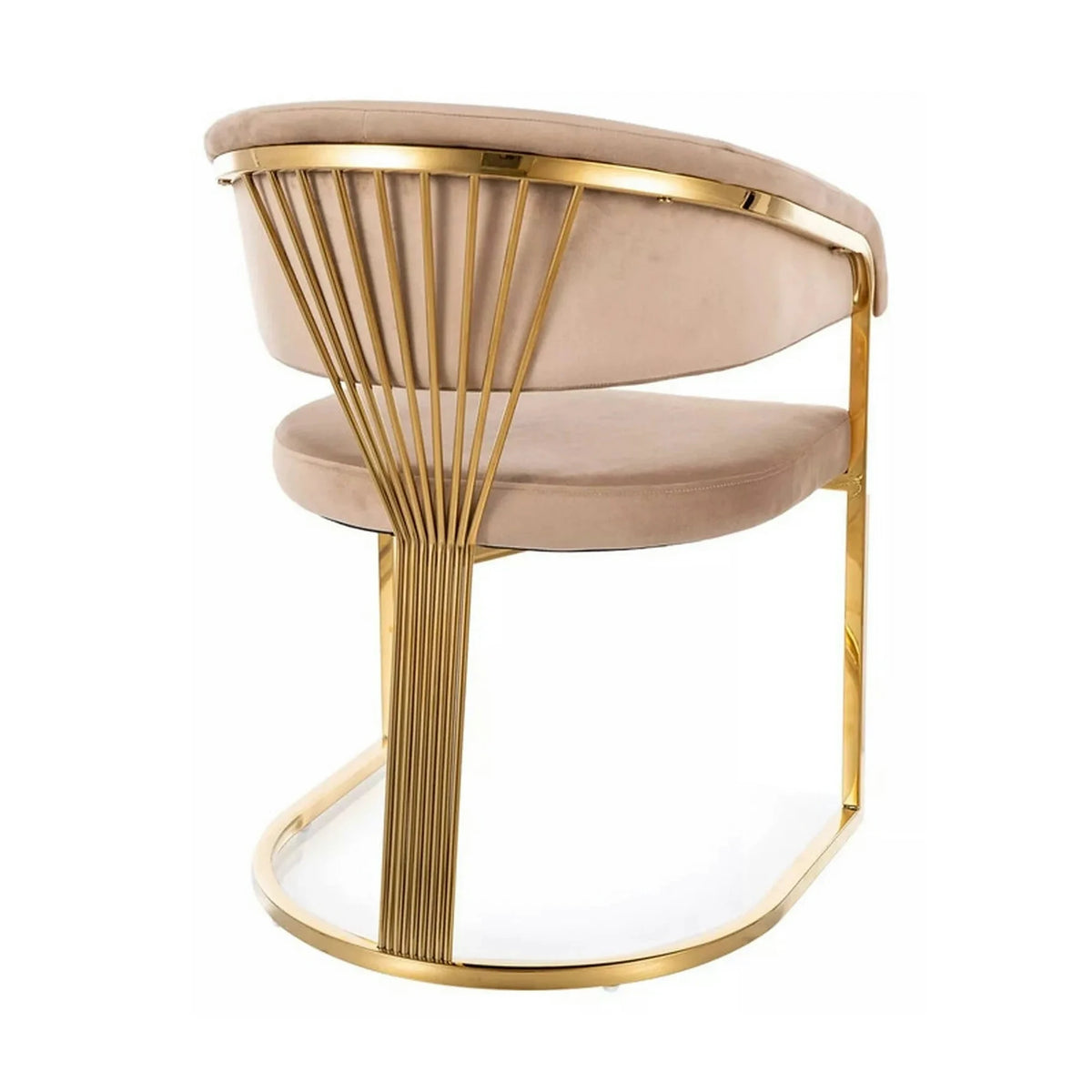 Scaun bej tapitat CROWN, stofa catifelata/metal, 57x64x77 cm