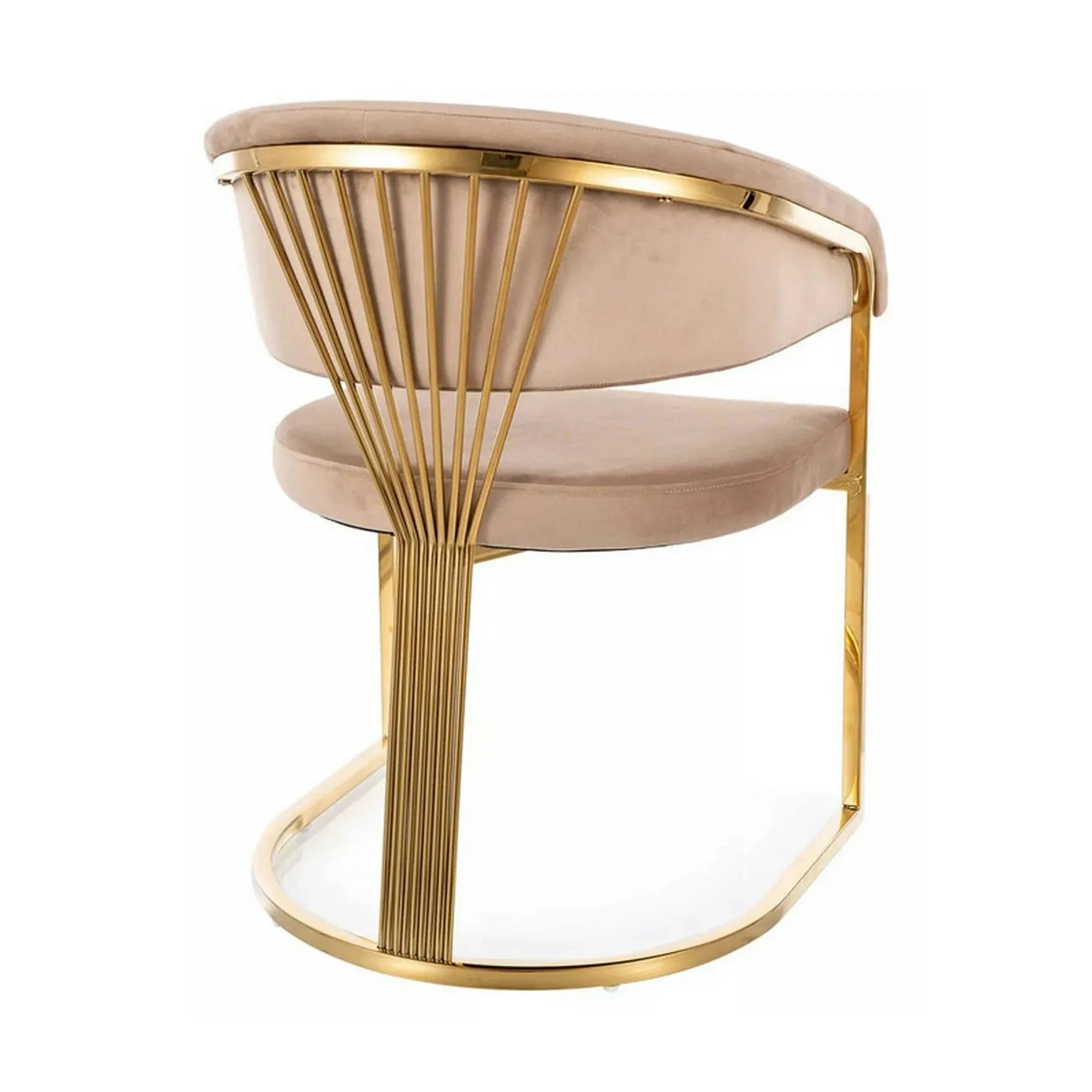 Scaun bej tapitat CROWN, stofa catifelata/metal, 57x64x77 cm