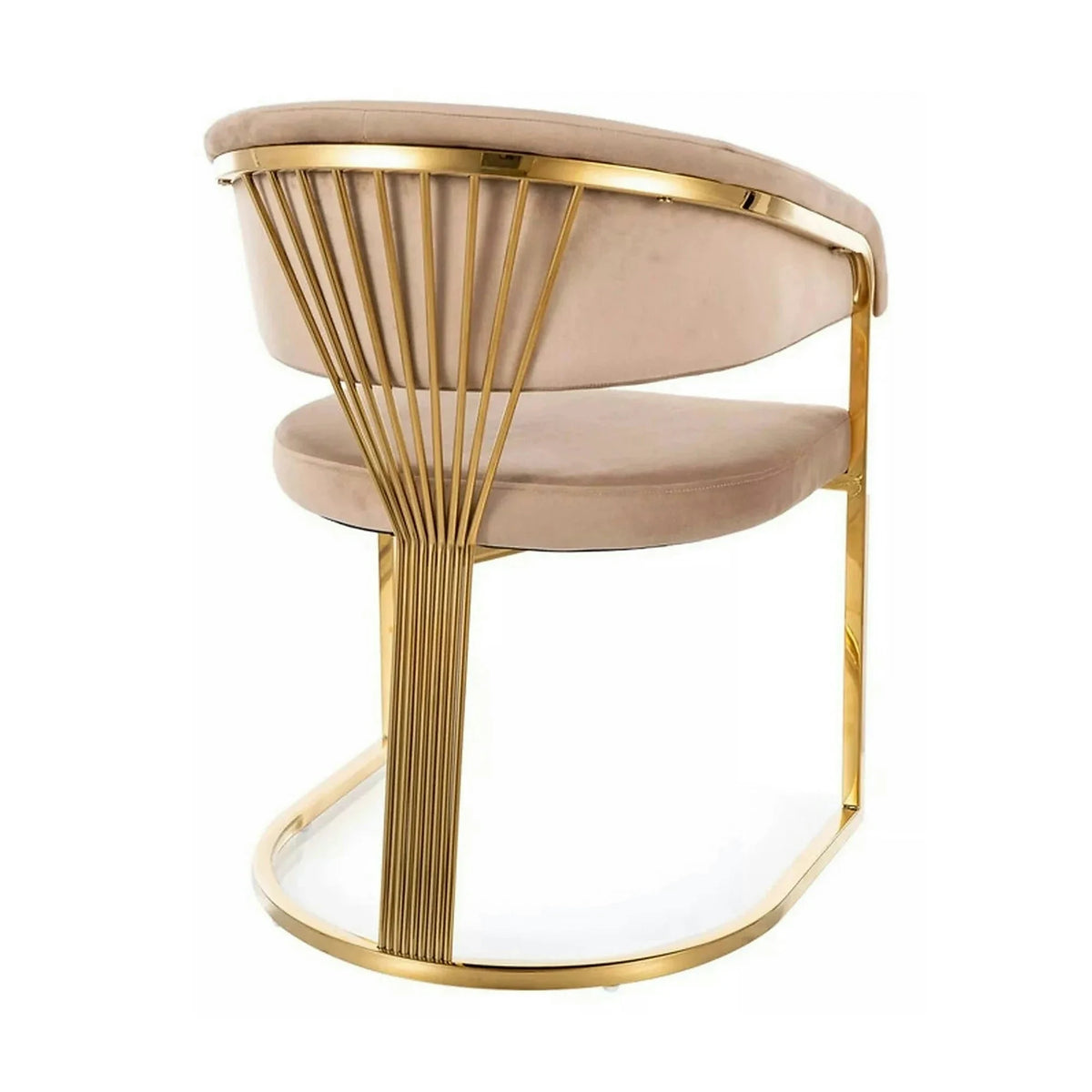 Scaun bej tapitat CROWN, stofa catifelata/metal, 57x64x77 cm