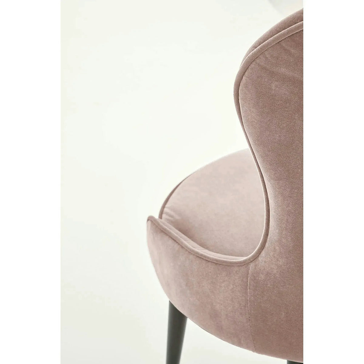 Scaun bej tapitat K366, stofa catifelata/metal, 52x58x92 cm