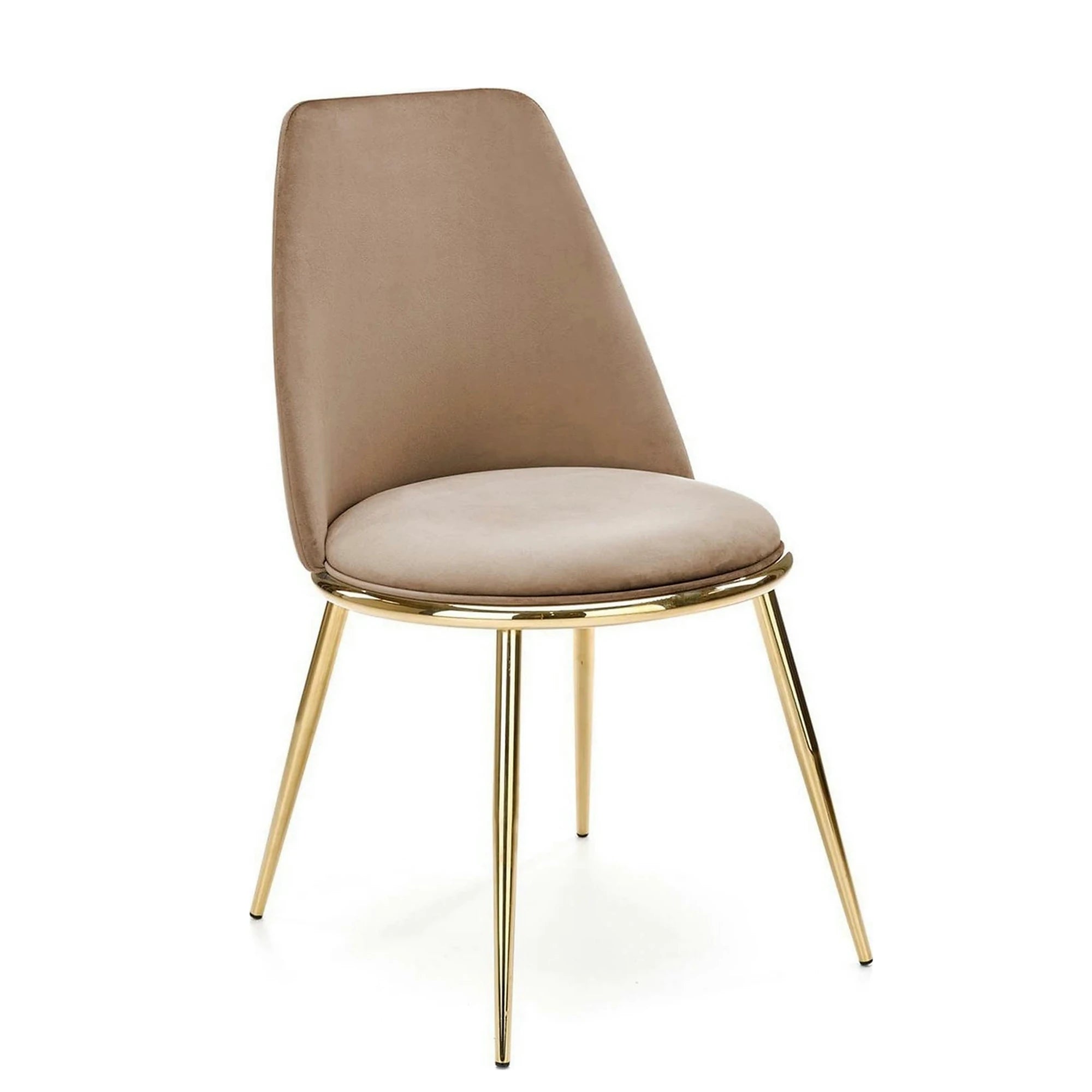 Scaun bej tapitat K460, stofa catifelata, 49x54x84 cm