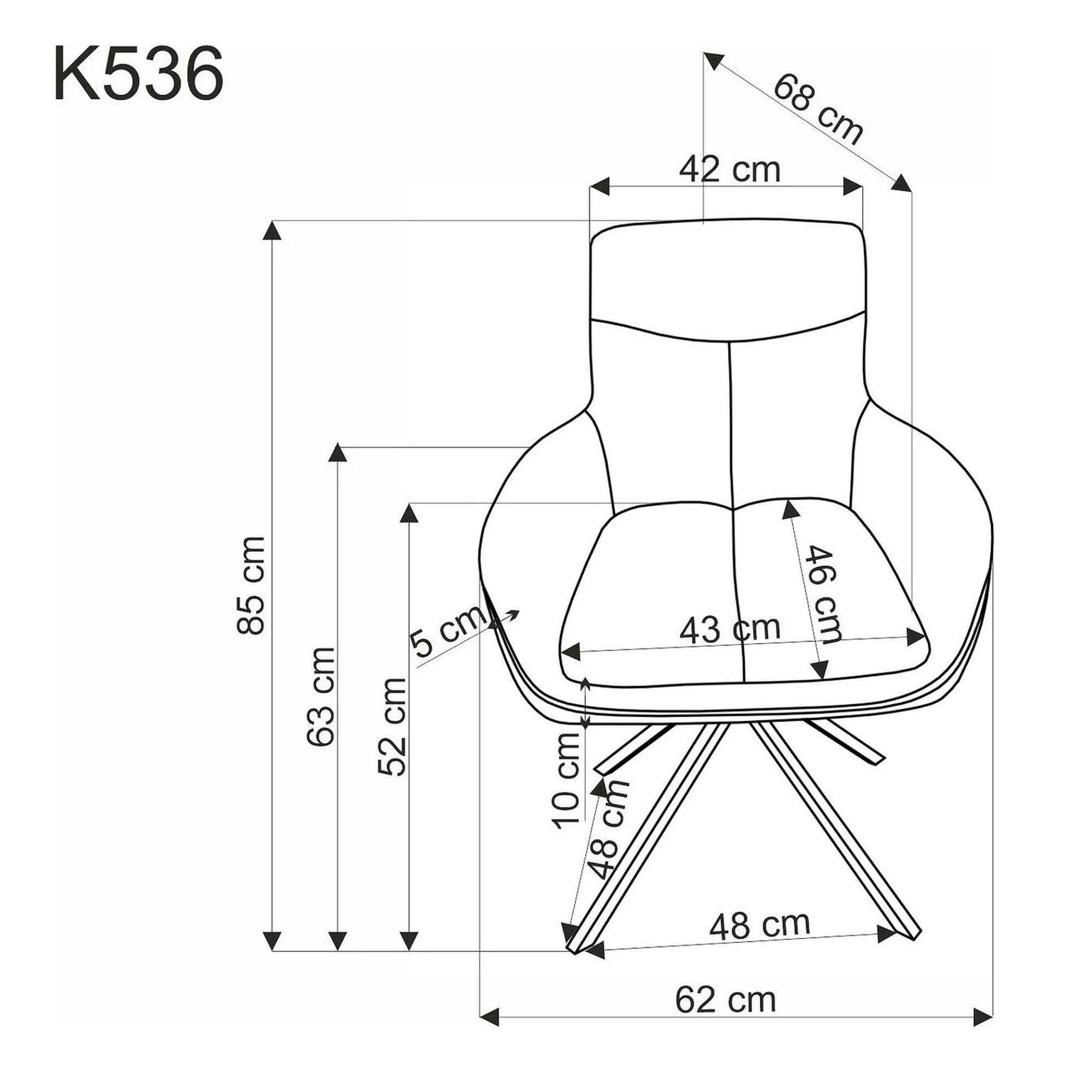 Scaun bej tapitat K536, stofa clasica/metal, 62x68x85 cm
