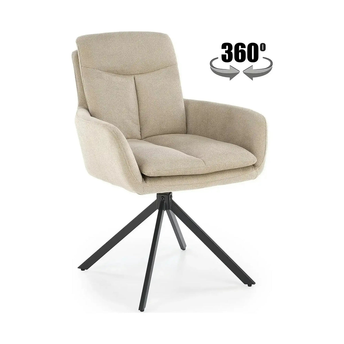 Scaun bej tapitat K536, stofa clasica/metal, 62x68x85 cm