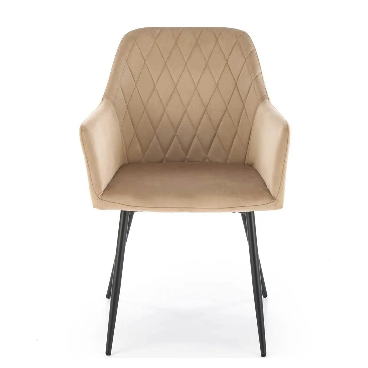 Scaun bej tapitat K558, bej/negru, stofa catifelata/metal, 59x60x86 cm