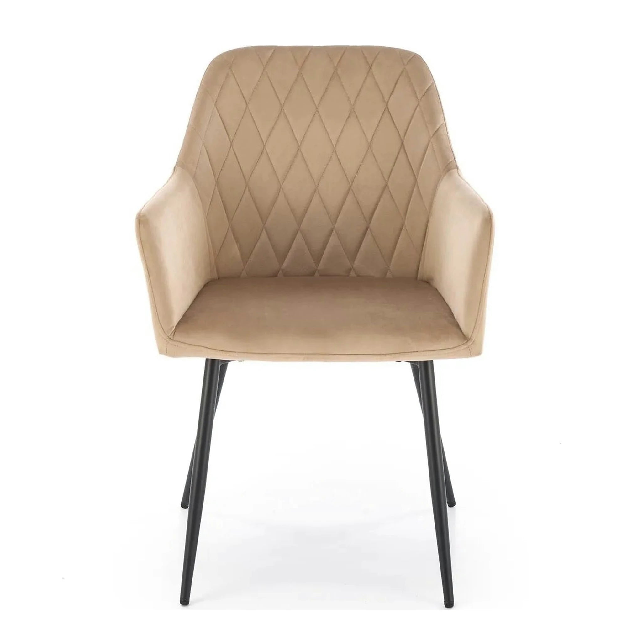 Scaun bej tapitat K558, bej/negru, stofa catifelata/metal, 59x60x86 cm
