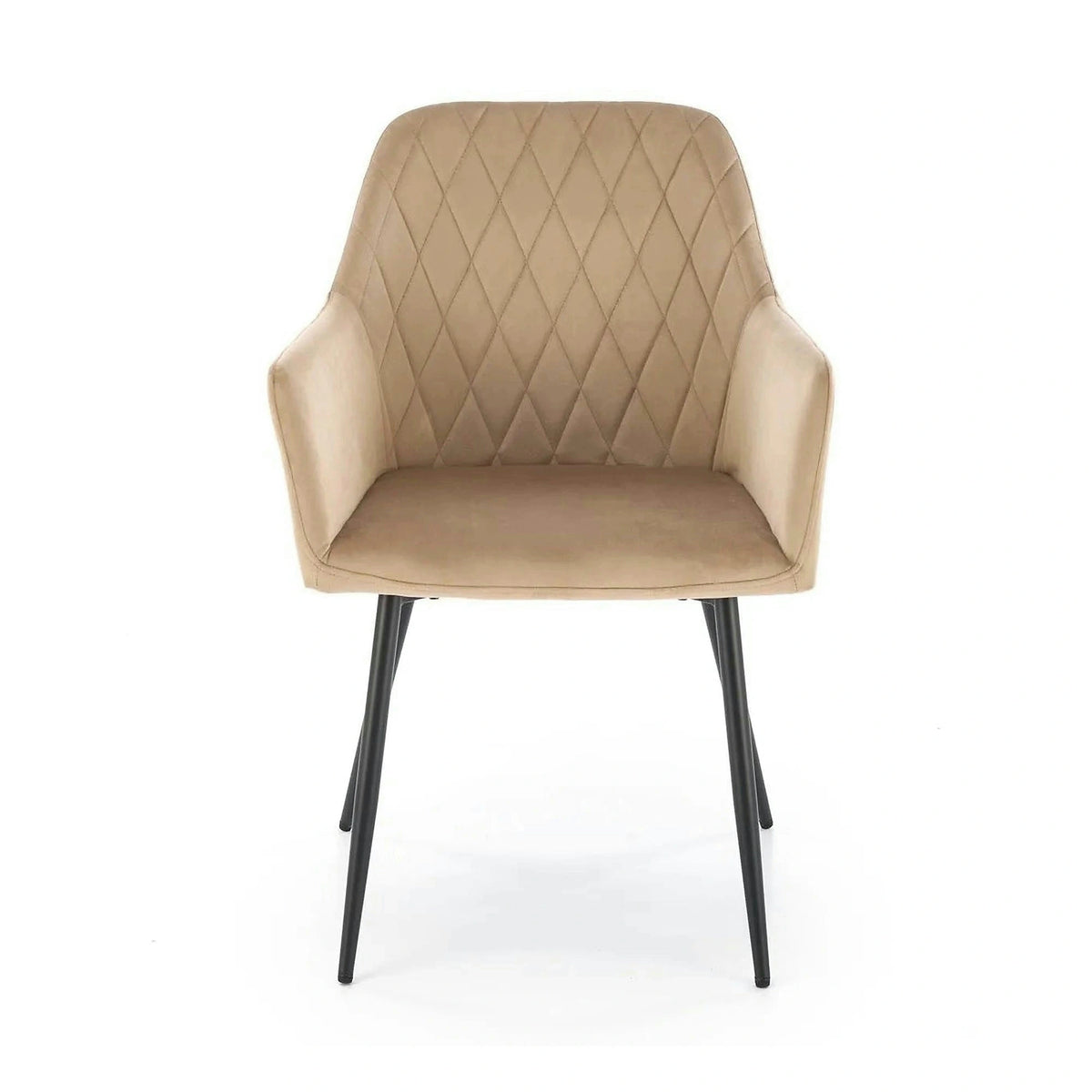 Scaun bej tapitat K558, bej/negru, stofa catifelata/metal, 59x60x86 cm