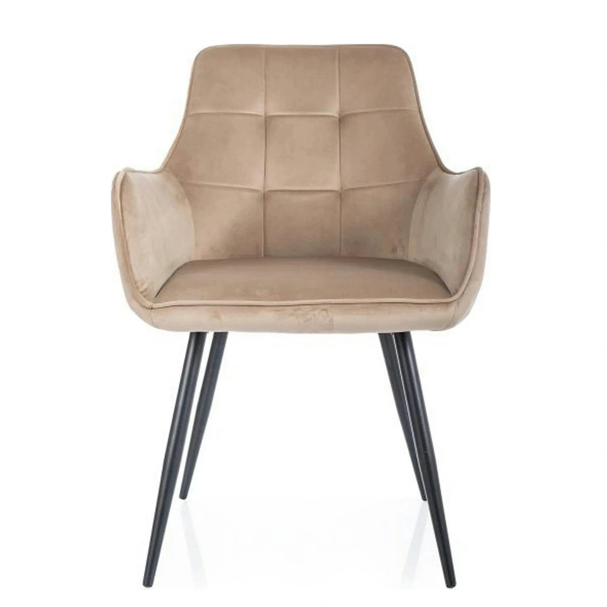 Scaun bej tapitat LEMON, stofa catifelata/metal, 57x47x85 cm