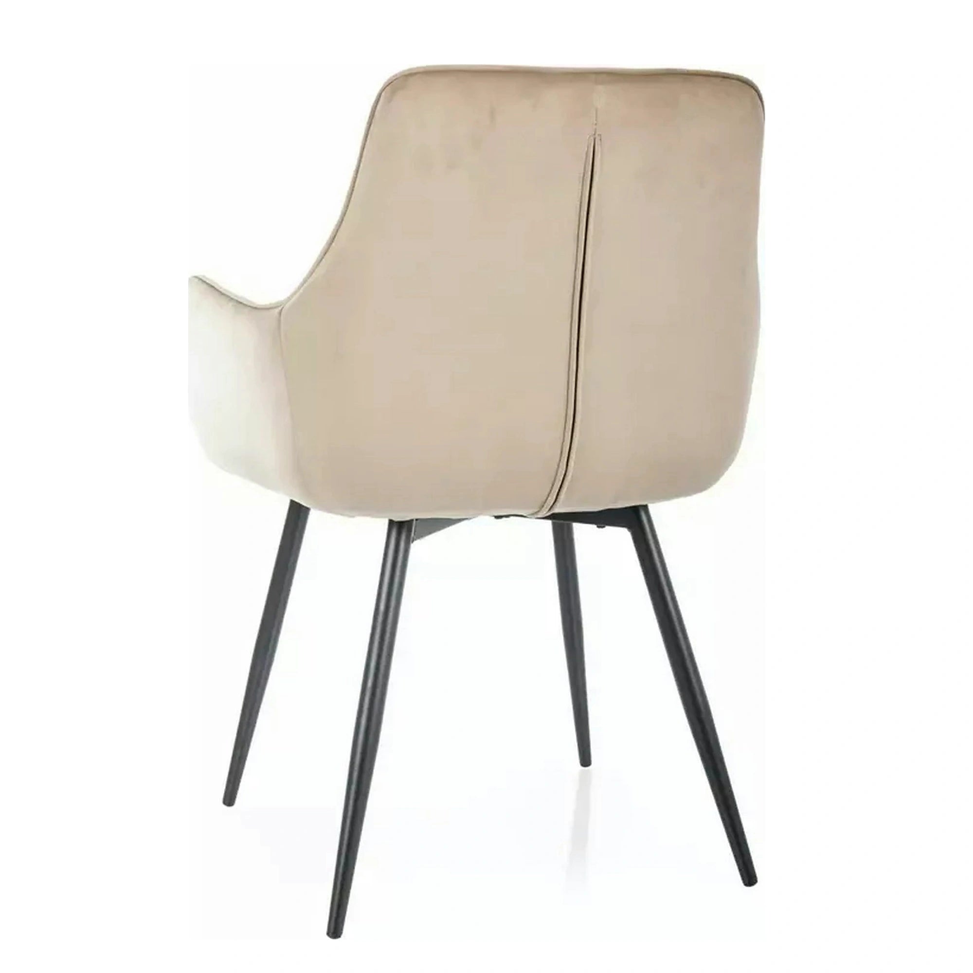 Scaun bej tapitat LEMON, stofa catifelata/metal, 57x47x85 cm