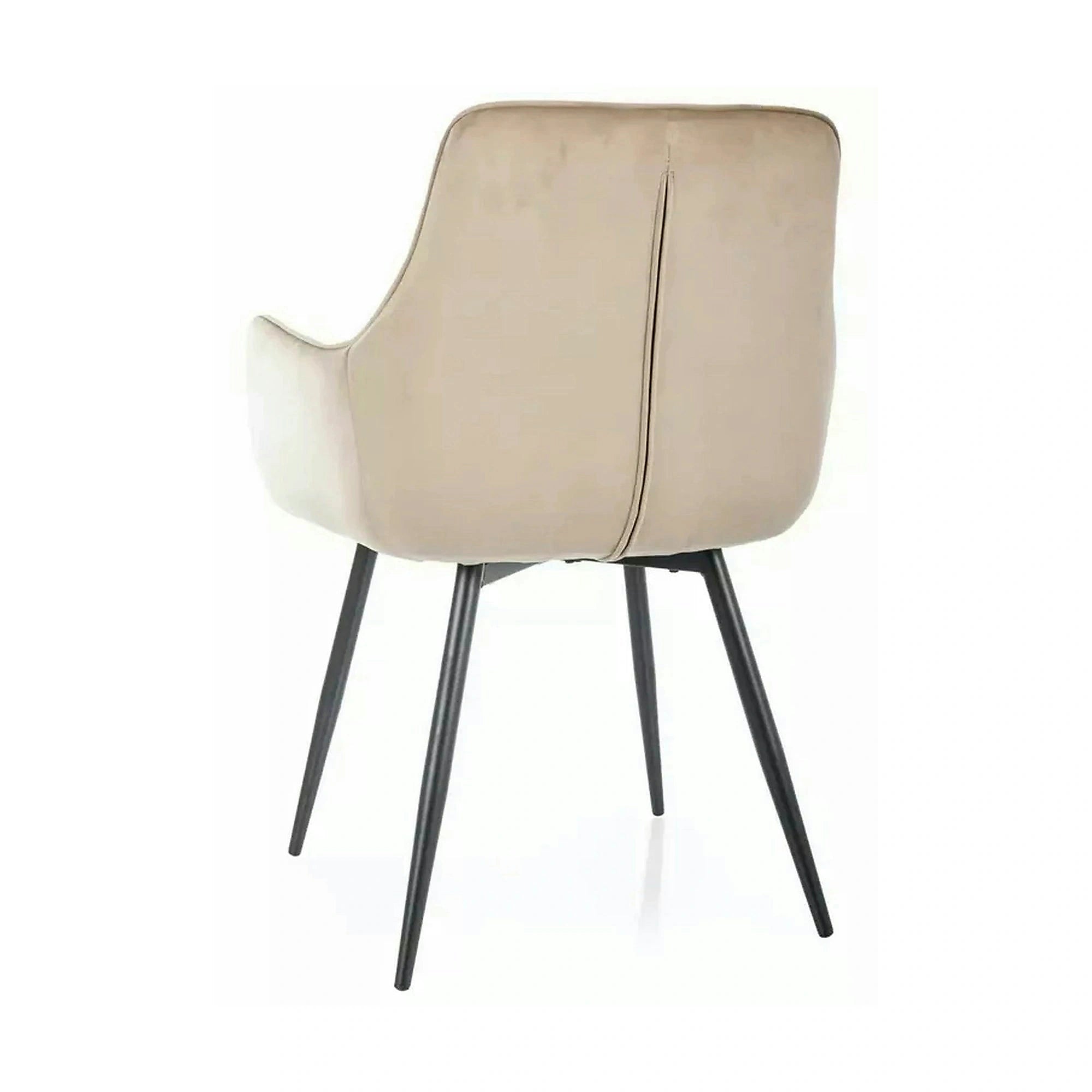Scaun bej tapitat LEMON, stofa catifelata/metal, 57x47x85 cm