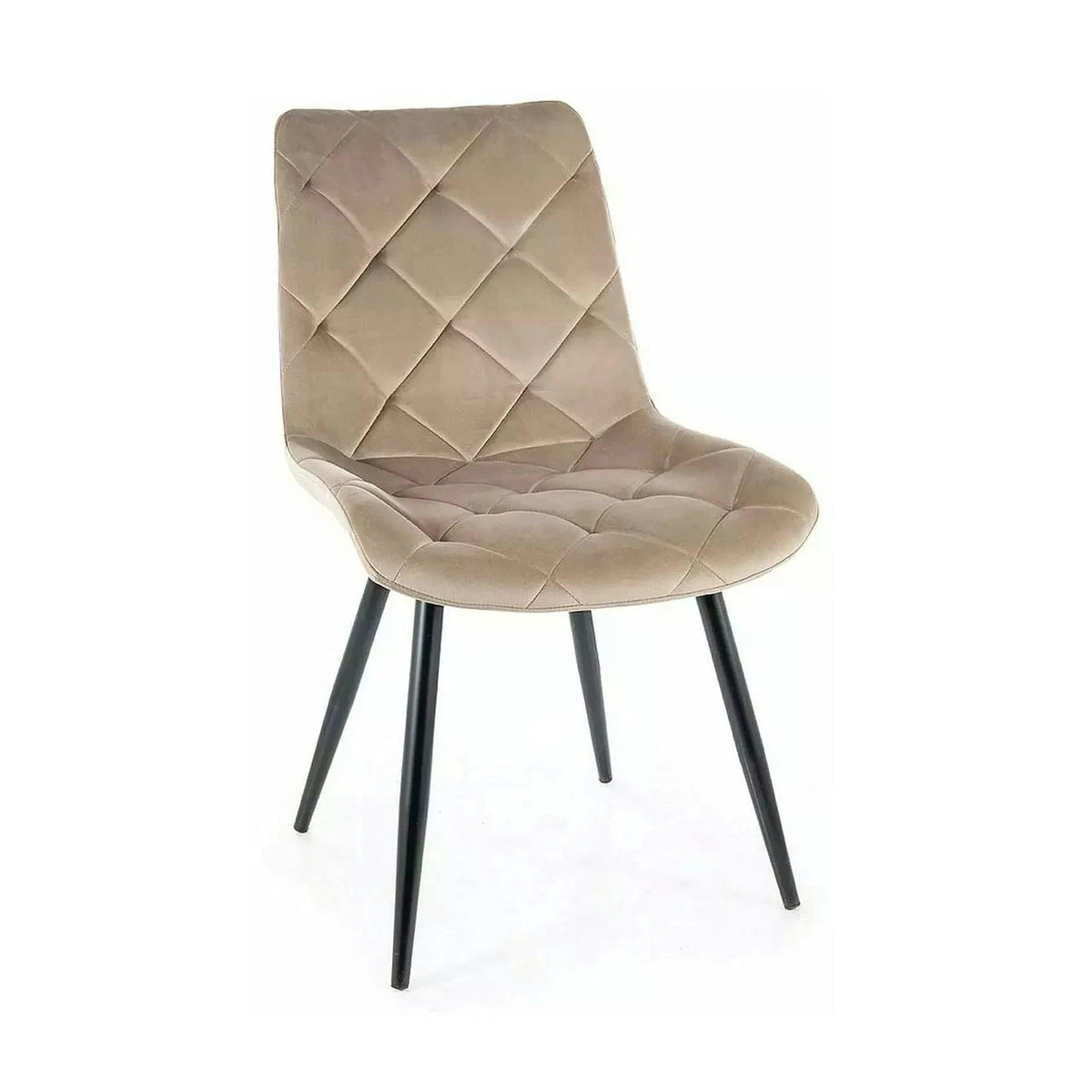 Scaun bej tapitat RALPH, stofa catifelata/metal, 51x42x88 cm
