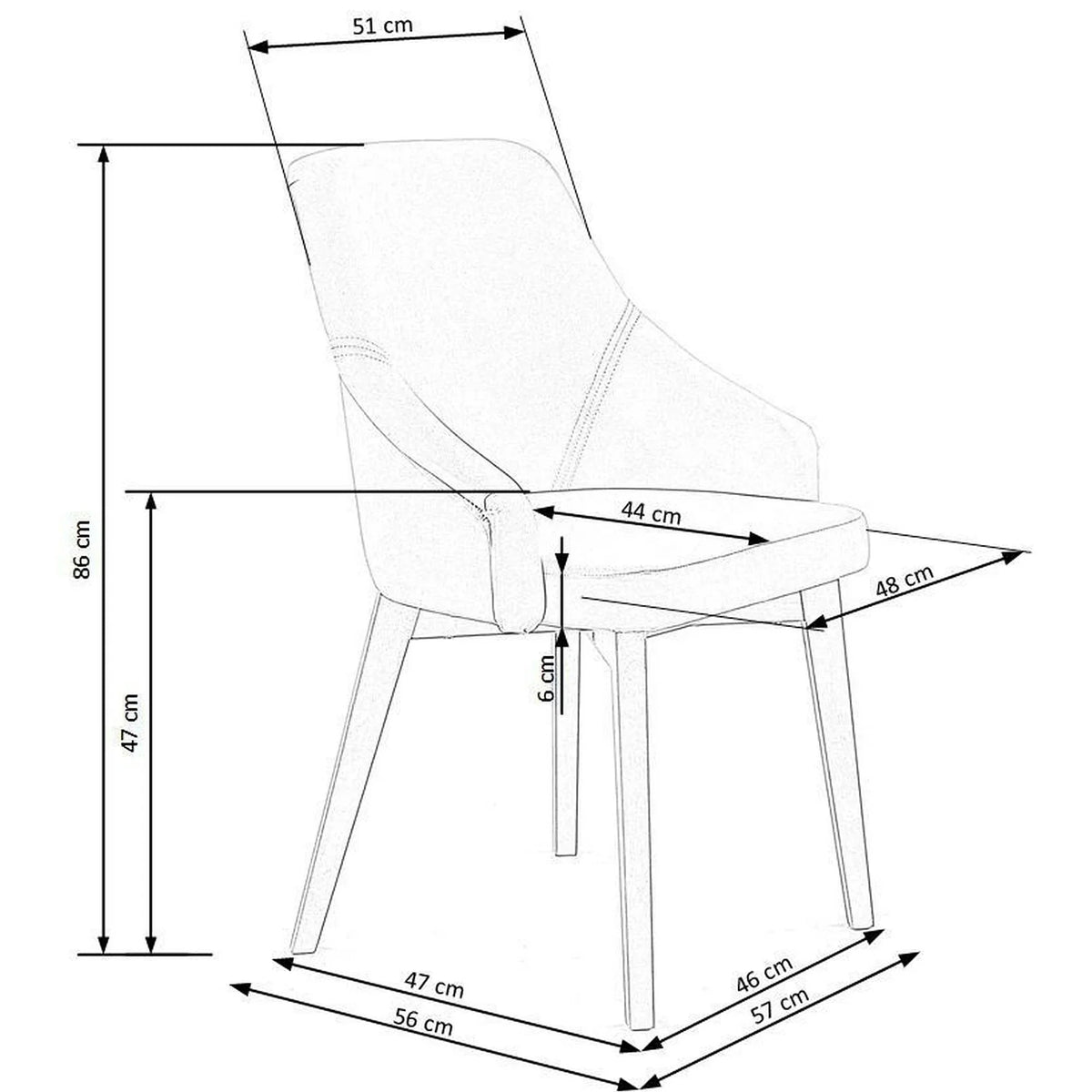 Scaun bej tapitat TOLEDO 2, 57x56x86 cm