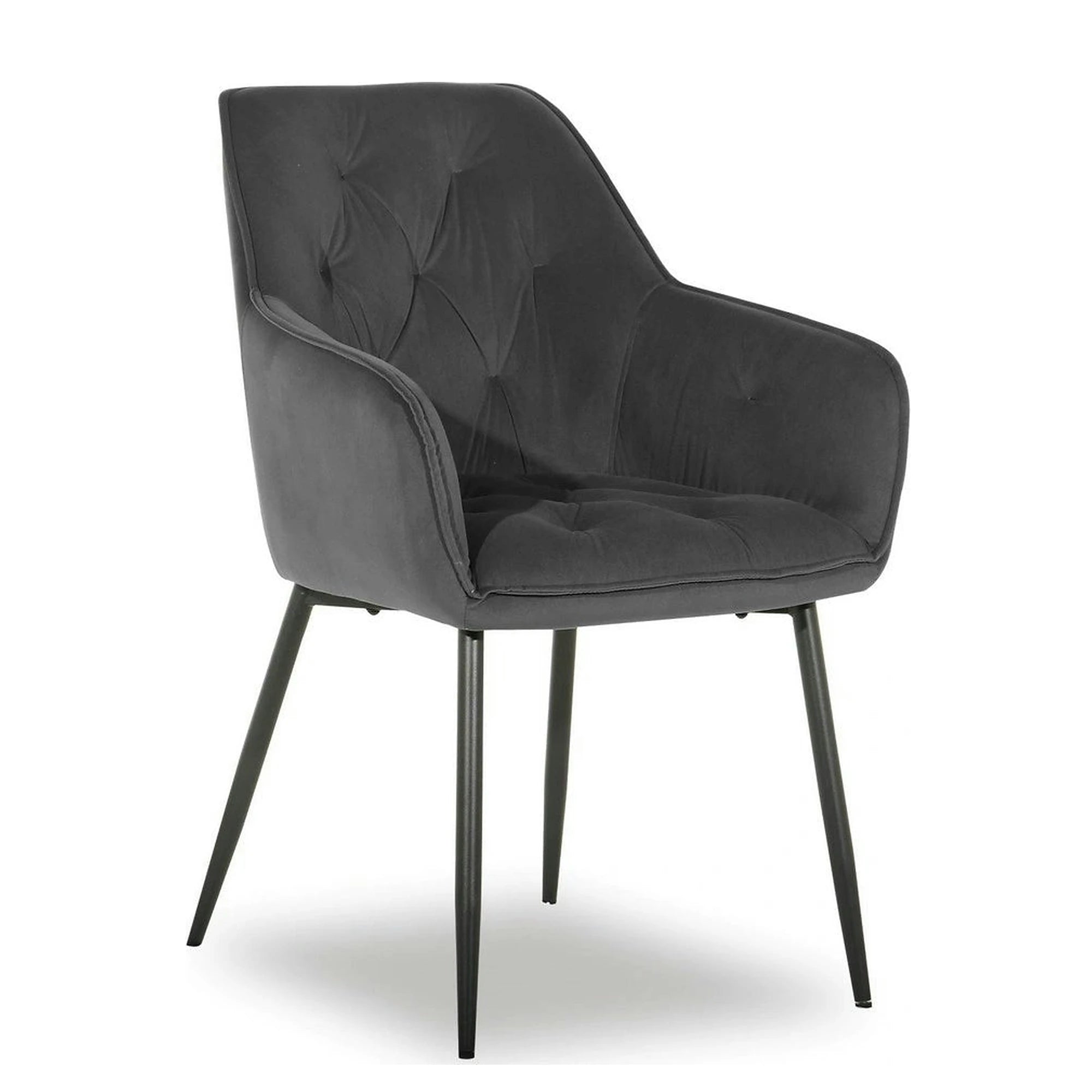 Scaun BEL NEW, gri inchis/negru, stofa catifelata/metal, 58x63x86 cm