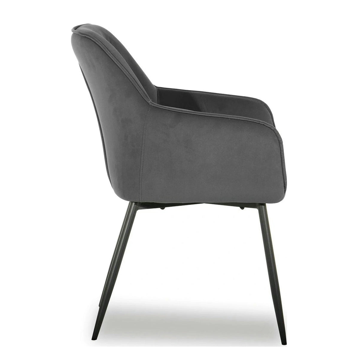 Scaun BEL NEW, gri inchis/negru, stofa catifelata/metal, 58x63x86 cm