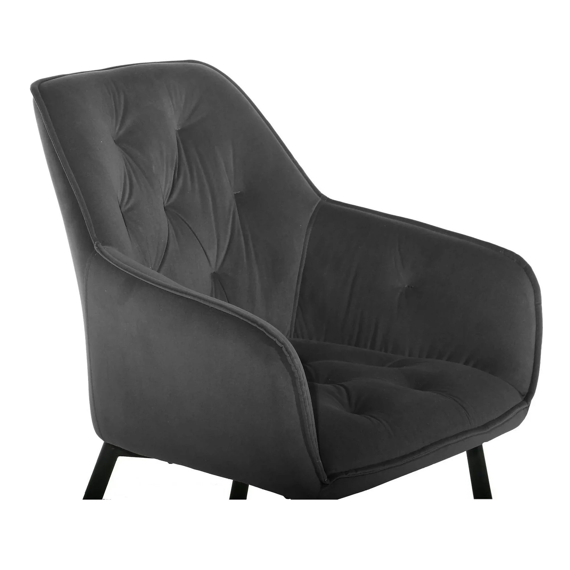 Scaun BEL NEW, gri inchis/negru, stofa catifelata/metal, 58x63x86 cm