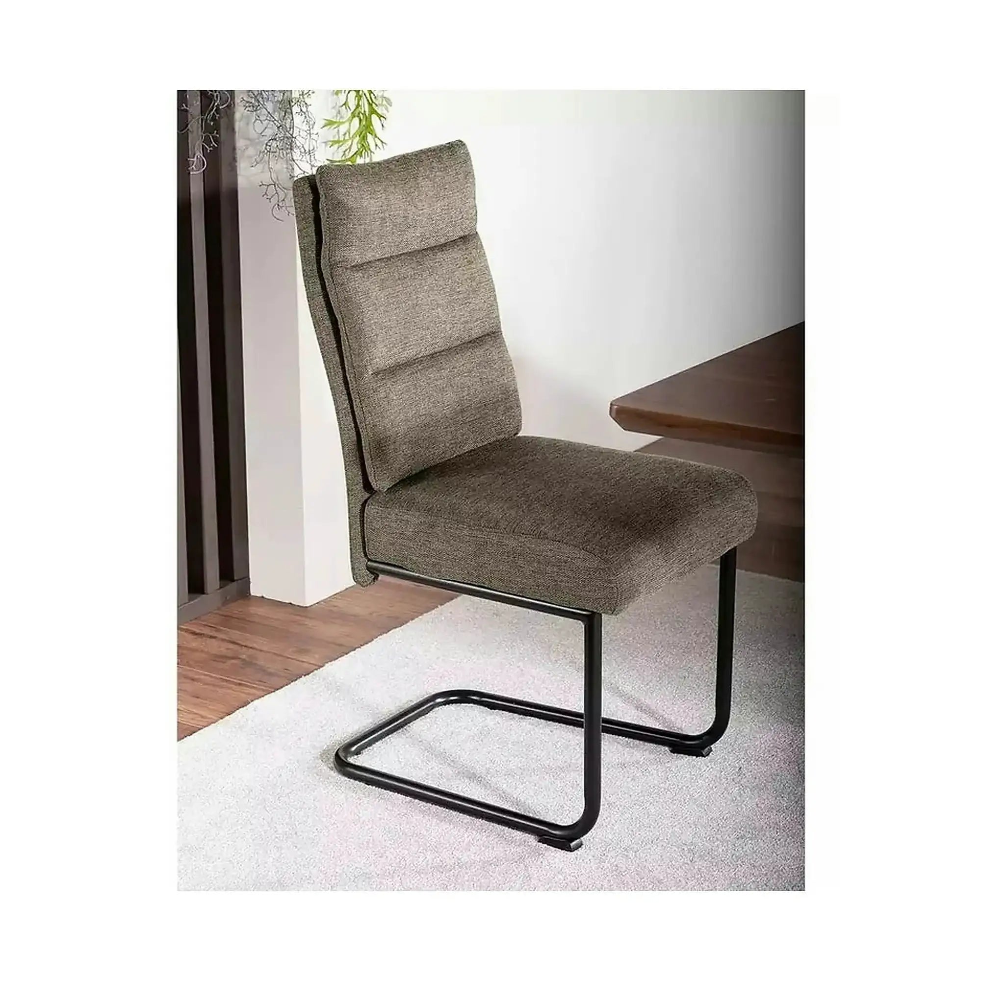 Scaun BERRY, verde olive/negru, stofa/metal, 44x44x97 cm