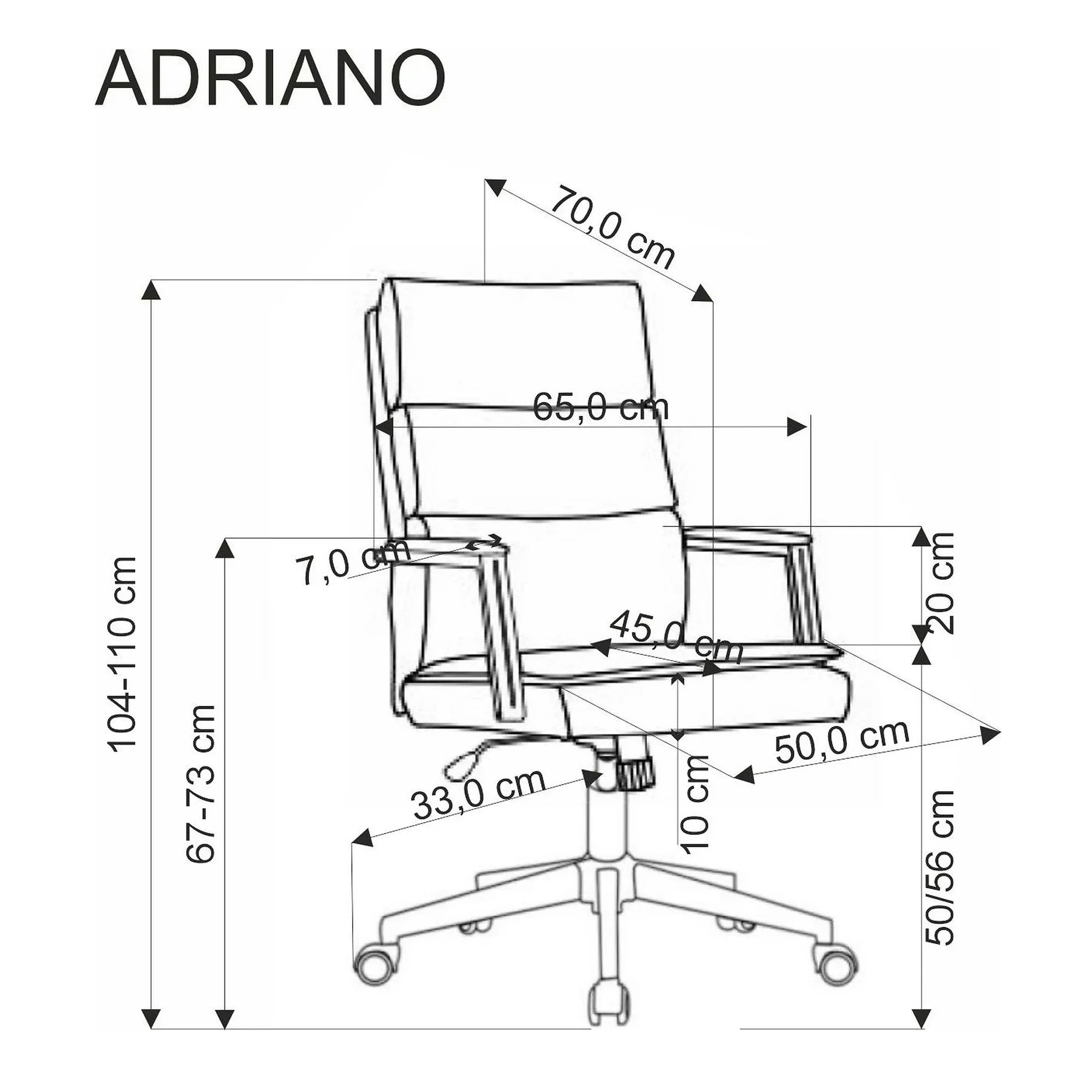 Scaun birou ADRIANO, bej, stofa clasica - Odin 28, 65x70x104/110 cm